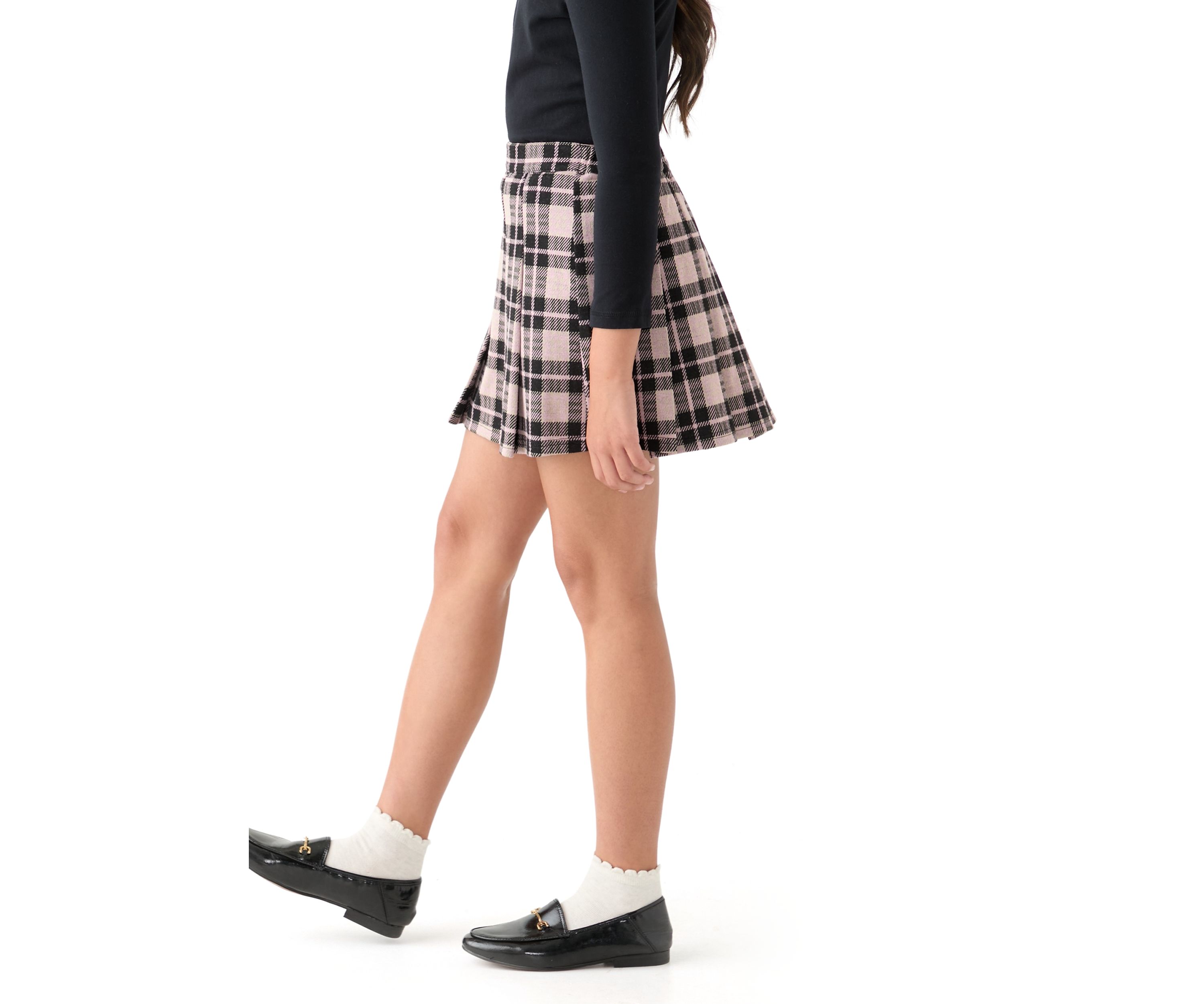 Girls 7-16 Double Knit Printed Pleated Skort