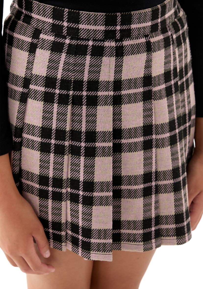 Girls 7-16 Double Knit Printed Pleated Skort