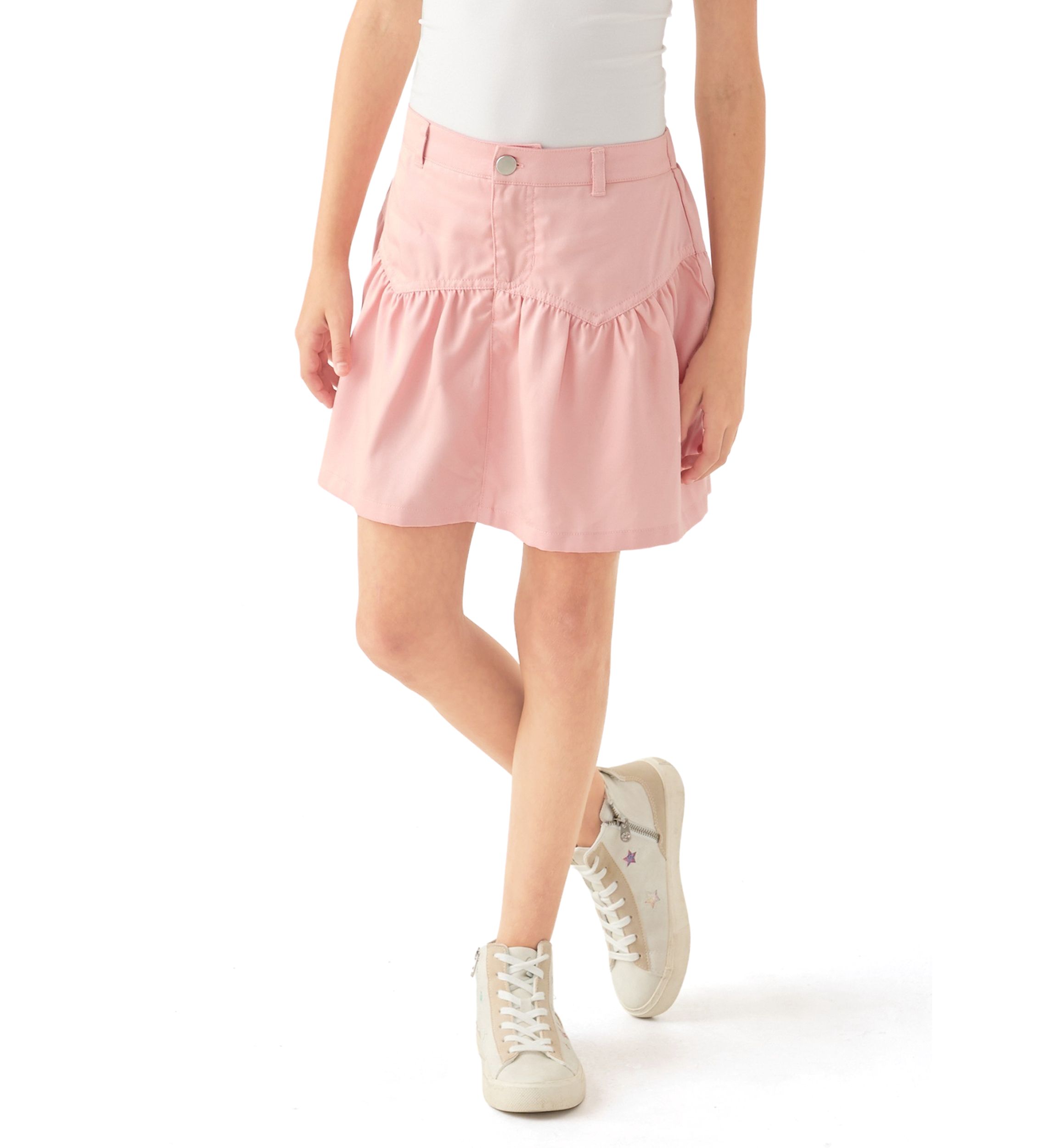 Girls 7-16 Washed Woven Denim Skirt 