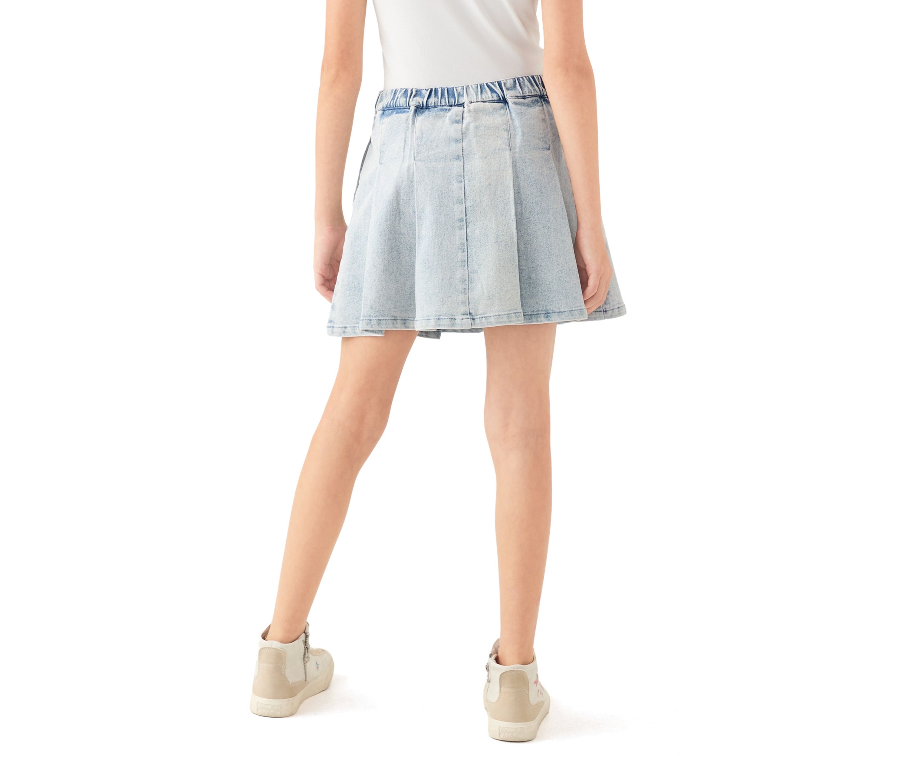 Girls 7-16 Washed Pleated Denim Skirt
