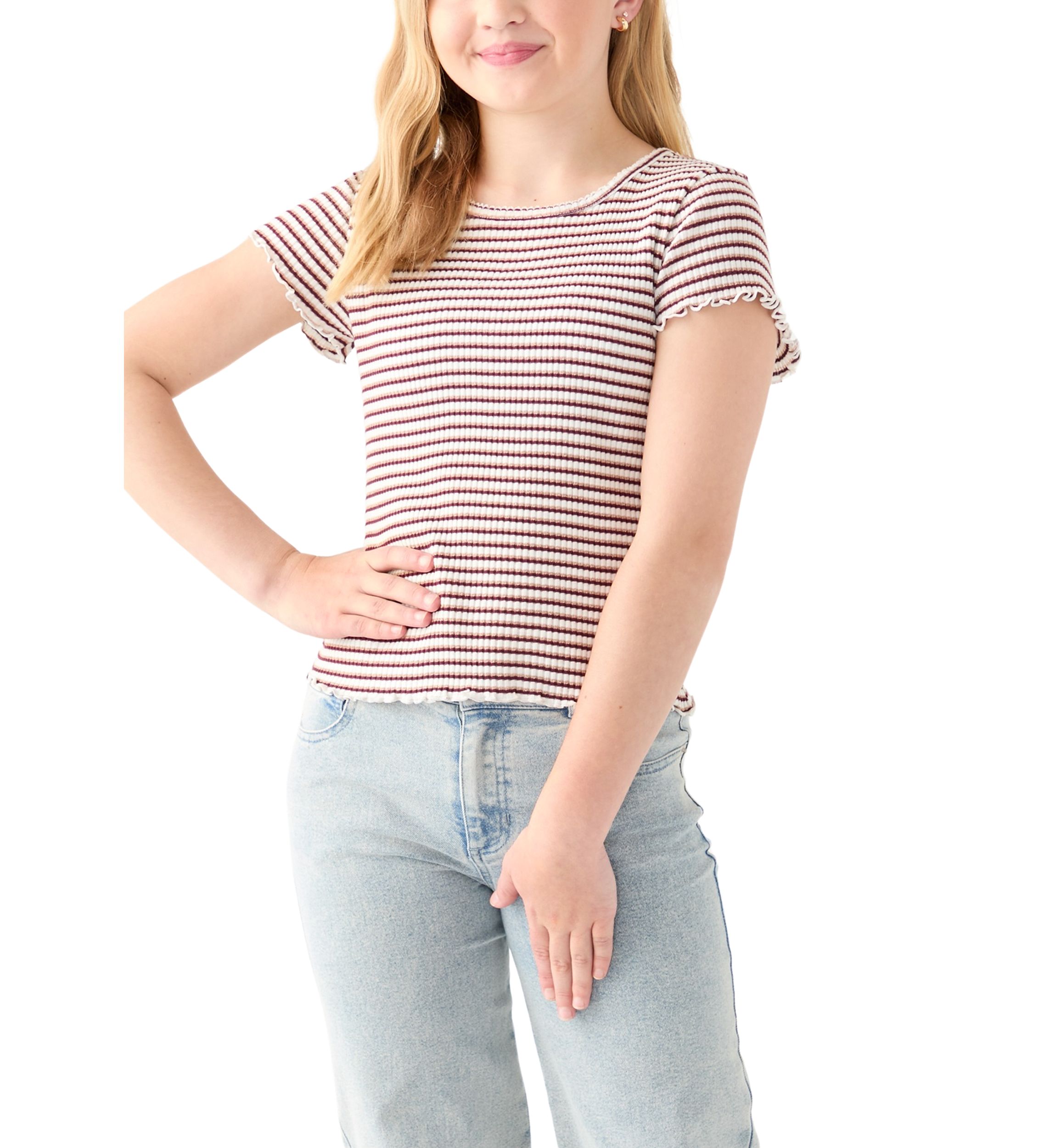 Girls 7-16 Printed Pointelle Knit Top