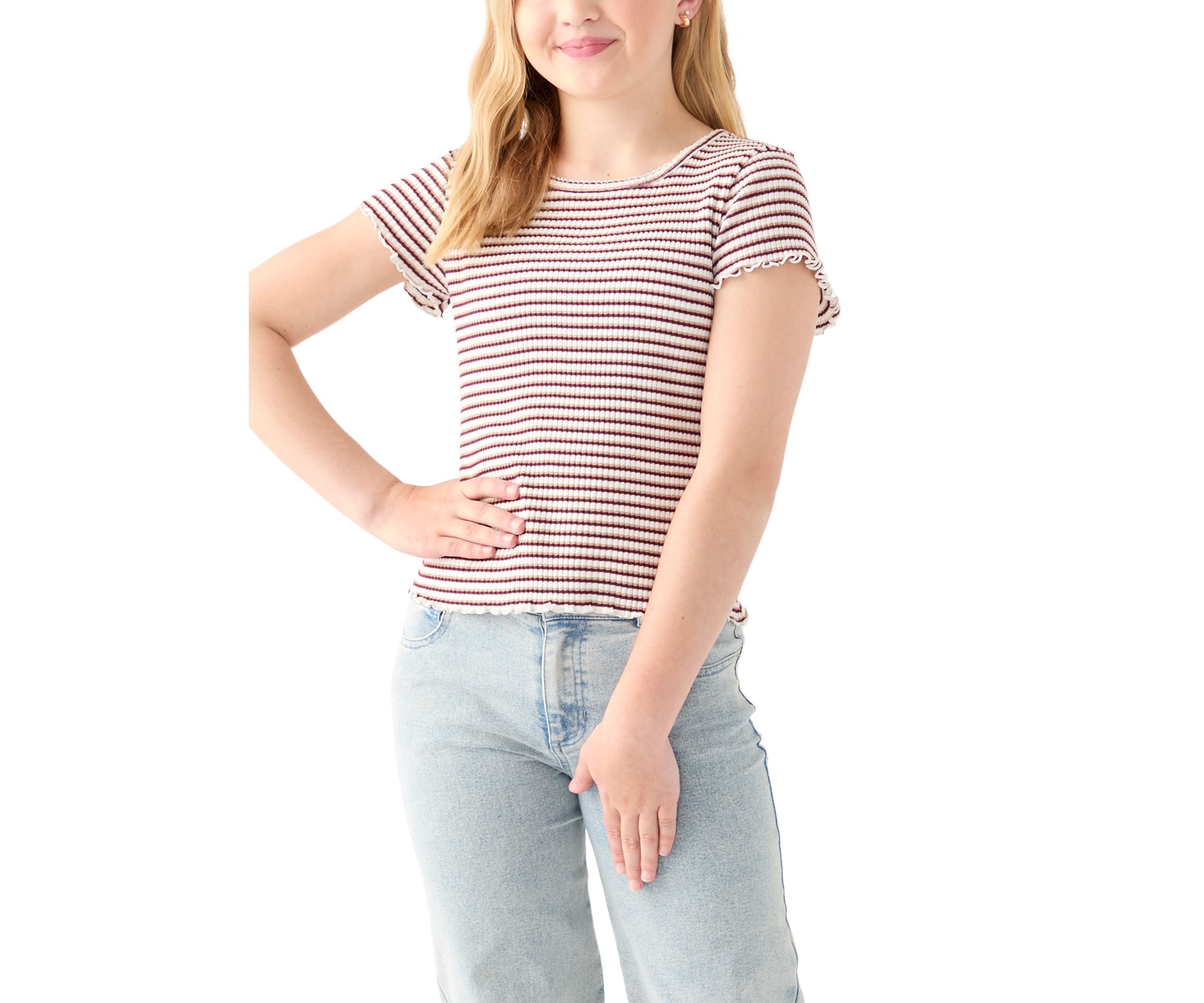 Girls 7-16 Printed Pointelle Knit Top