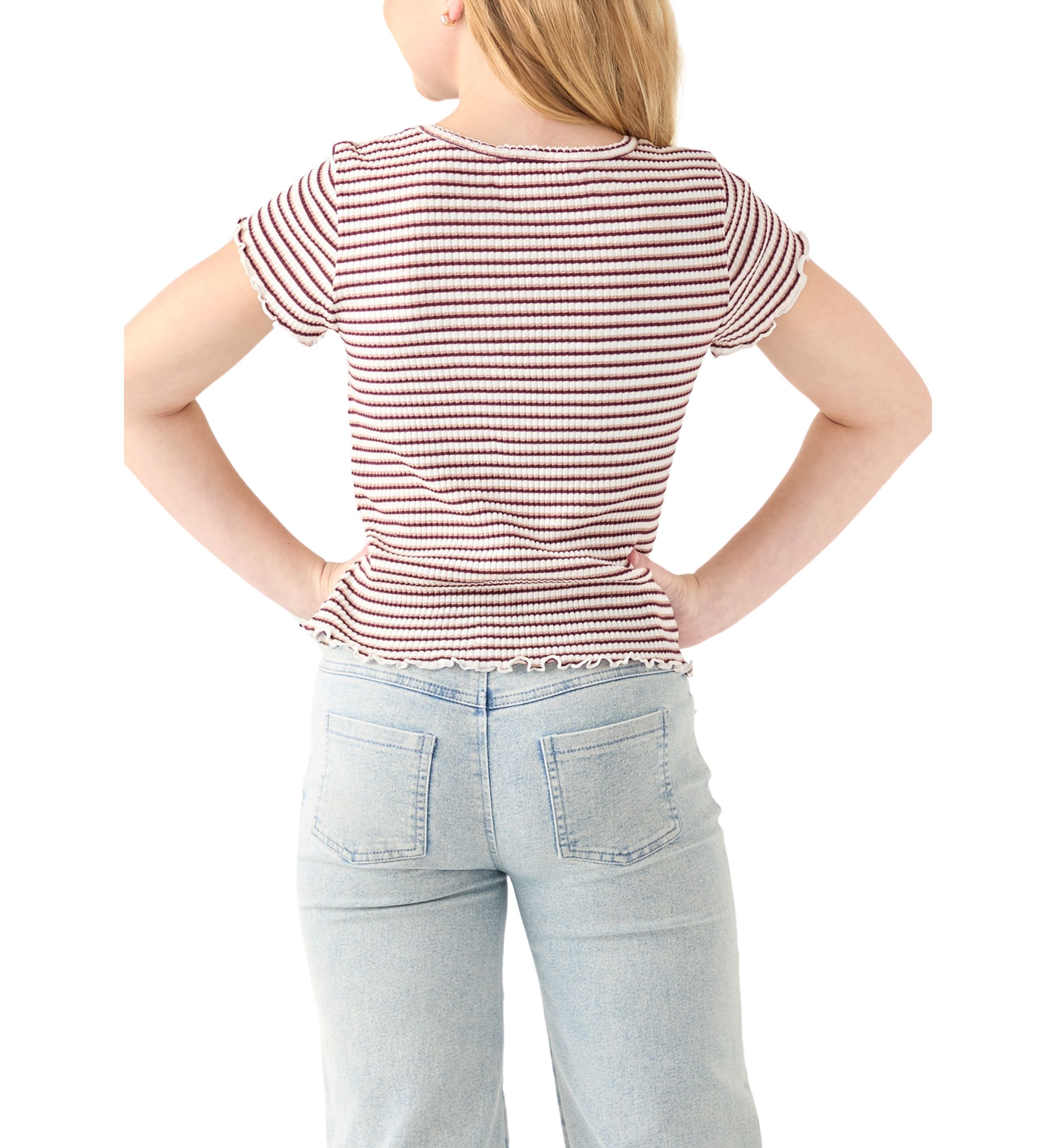 Girls 7-16 Printed Pointelle Knit Top