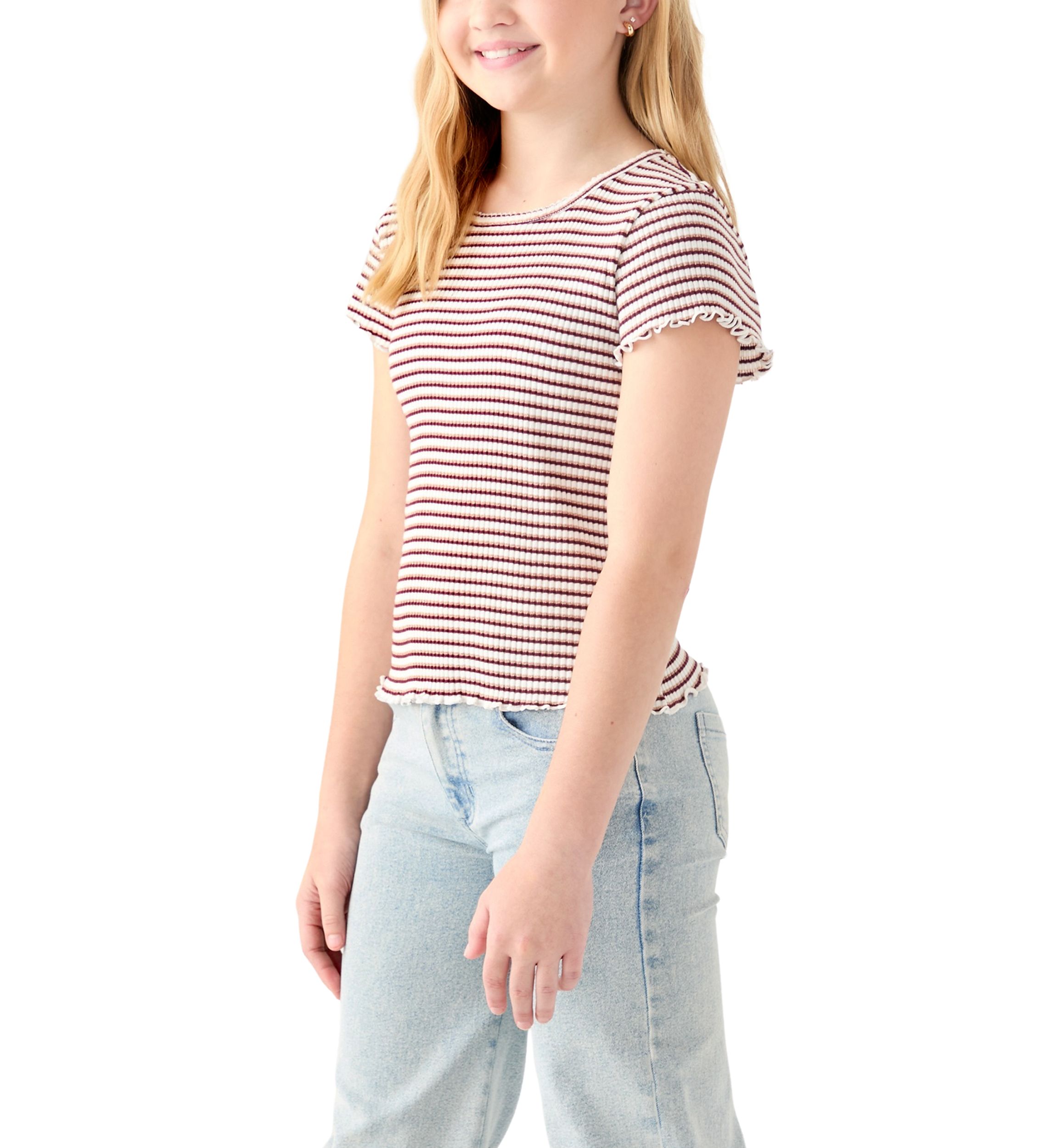 Girls 7-16 Printed Pointelle Knit Top