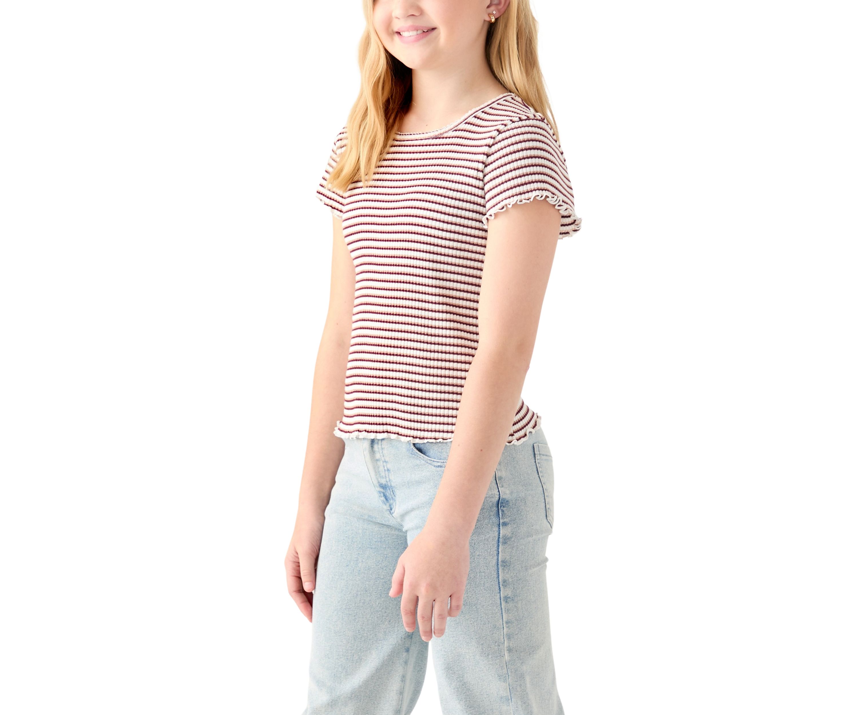Girls 7-16 Printed Pointelle Knit Top