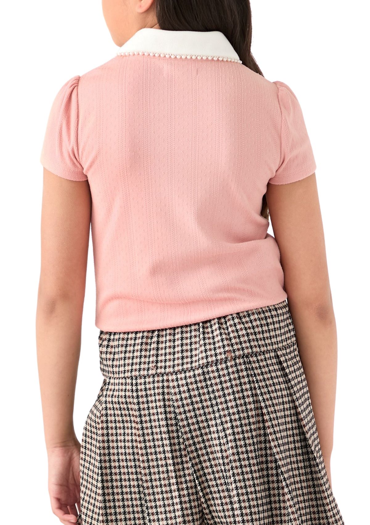 Girls 7-16 Pointelle Polo Top