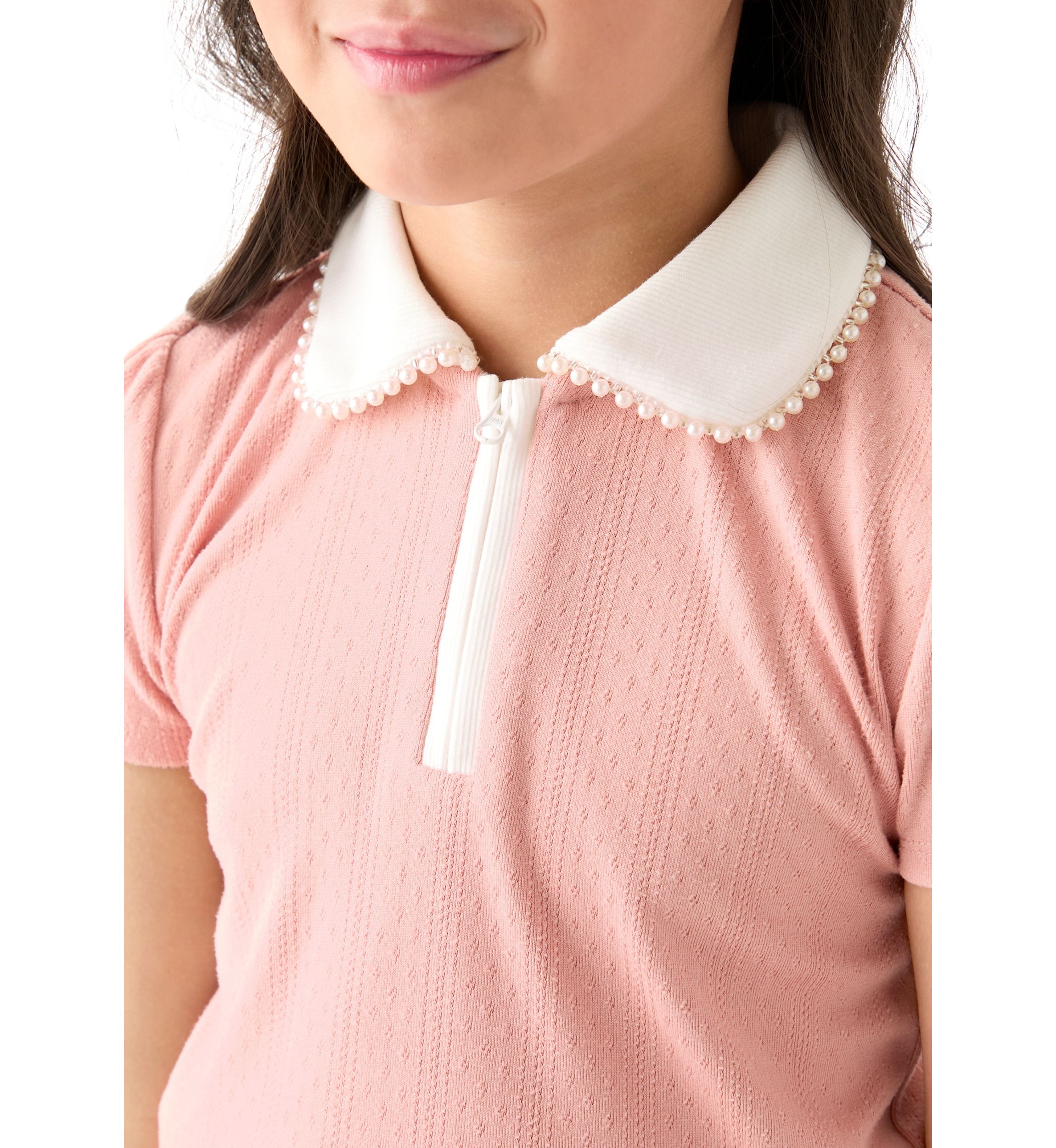 Girls 7-16 Pointelle Polo Top