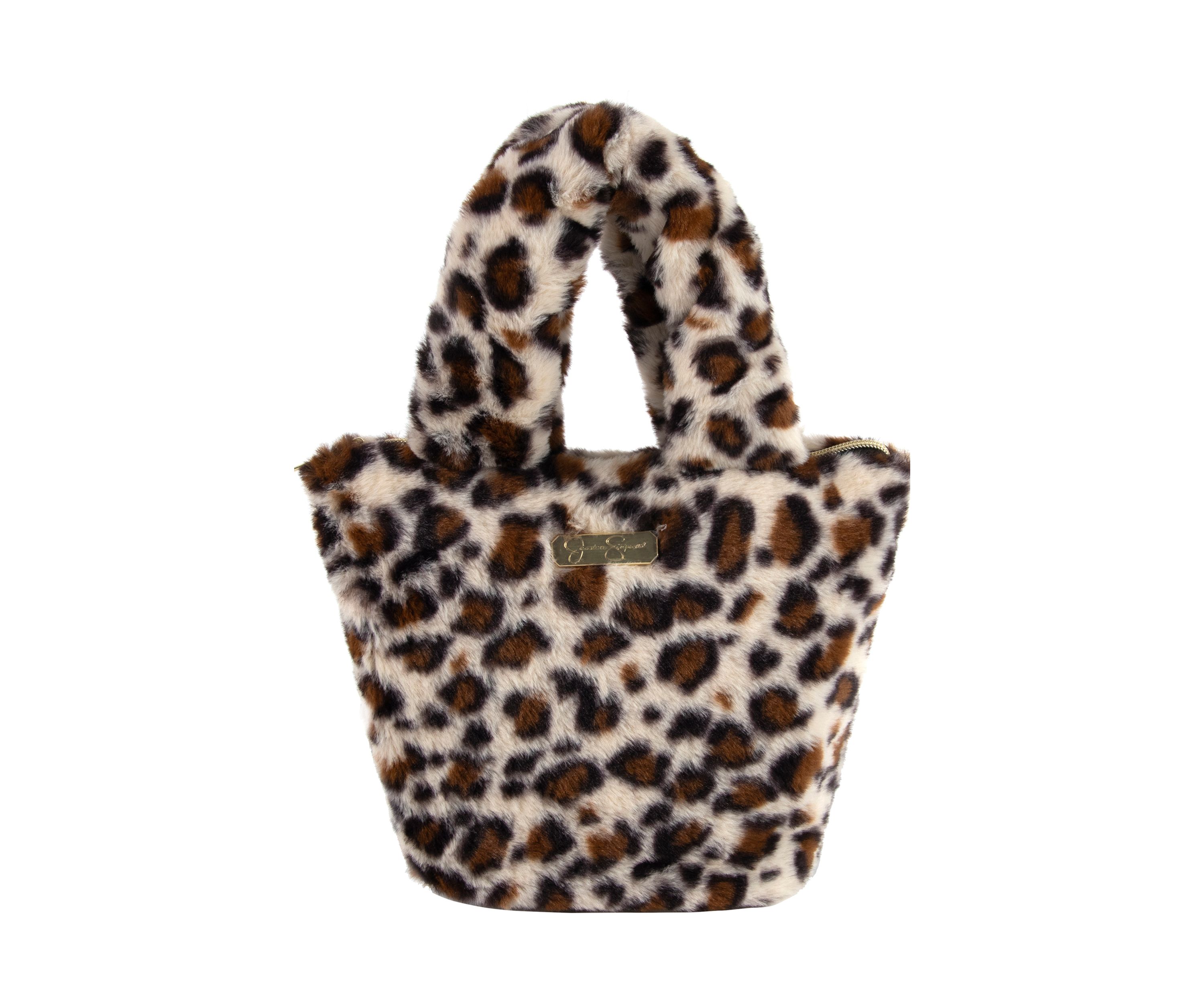 Girls Leopard Printed Fur Handbag