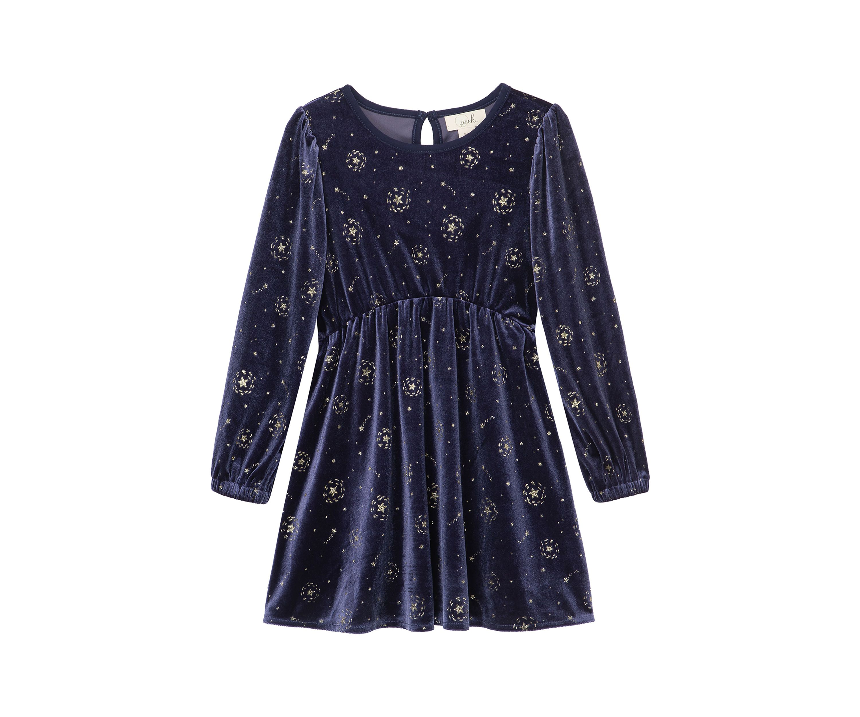 Girls 4-6x Glitter Stars Velour Dress 