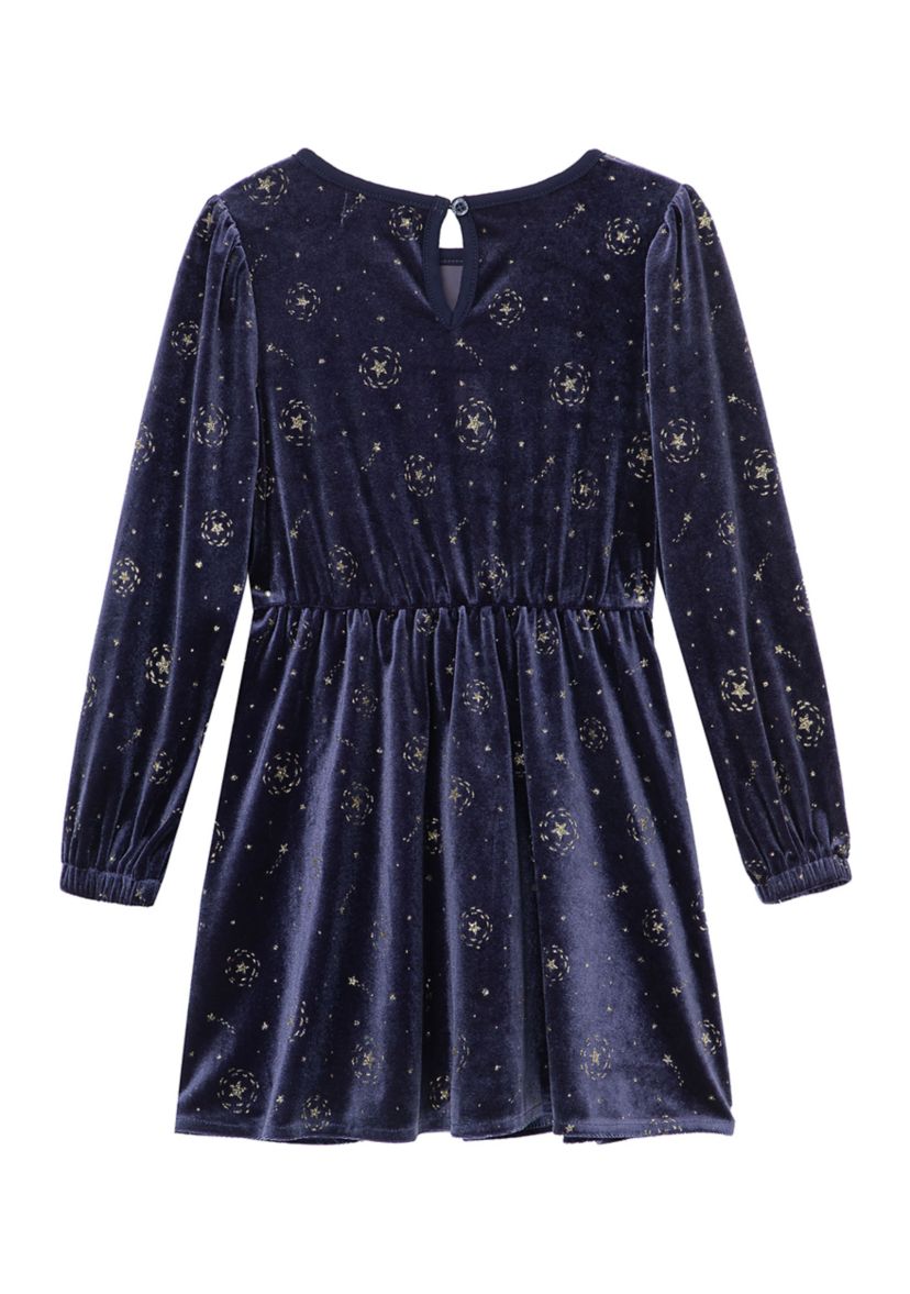 Girls 4-6x Glitter Stars Velour Dress 