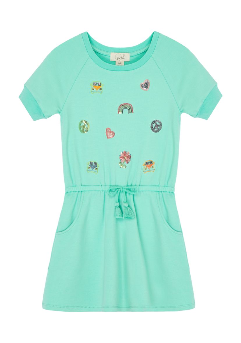 Girls 4-6x Short Cap Sleeve Groovy Embroidered Dress