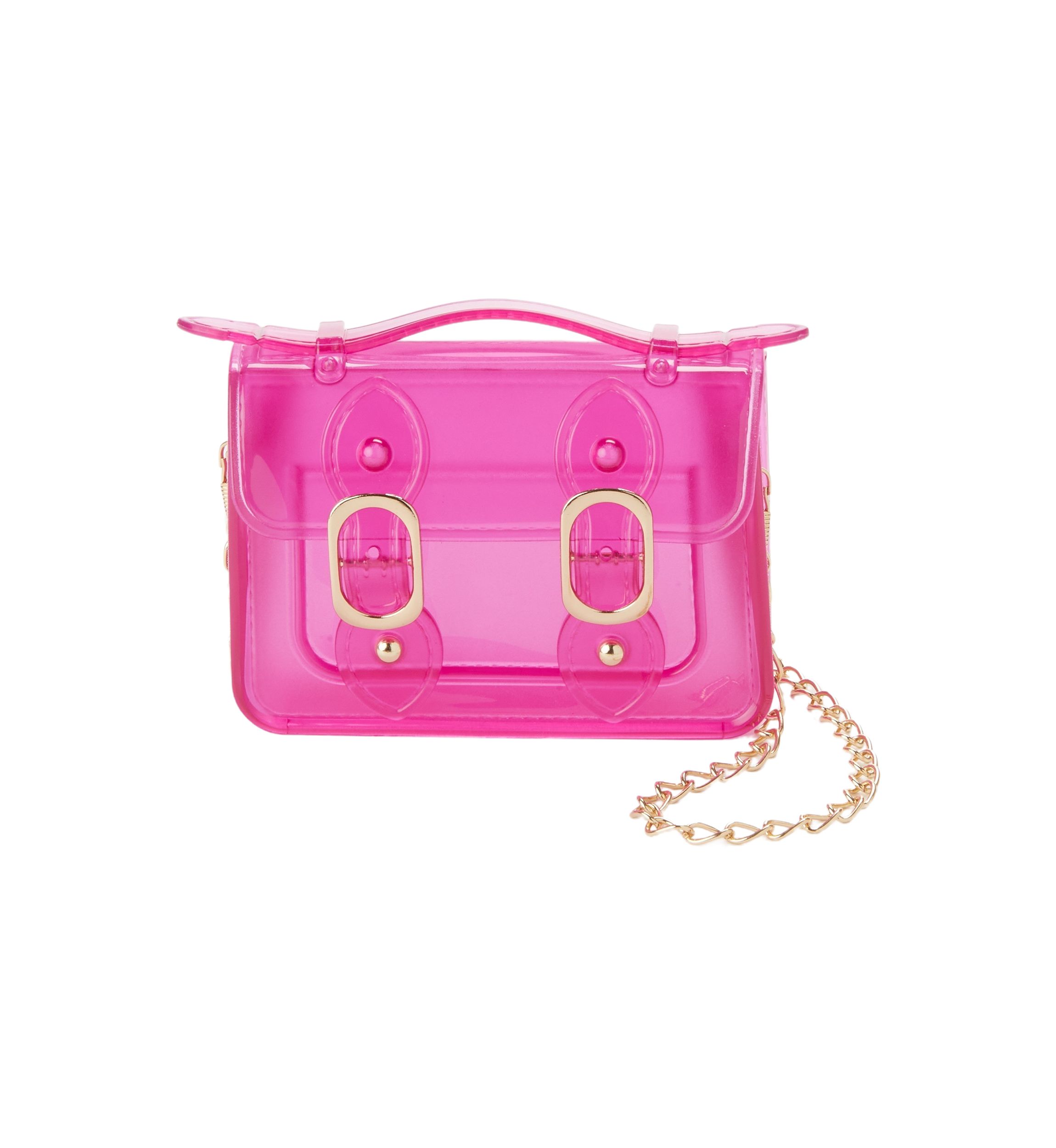 Girls Transparent Jelly Small Messenger Bag with Removable Crossbody Chain