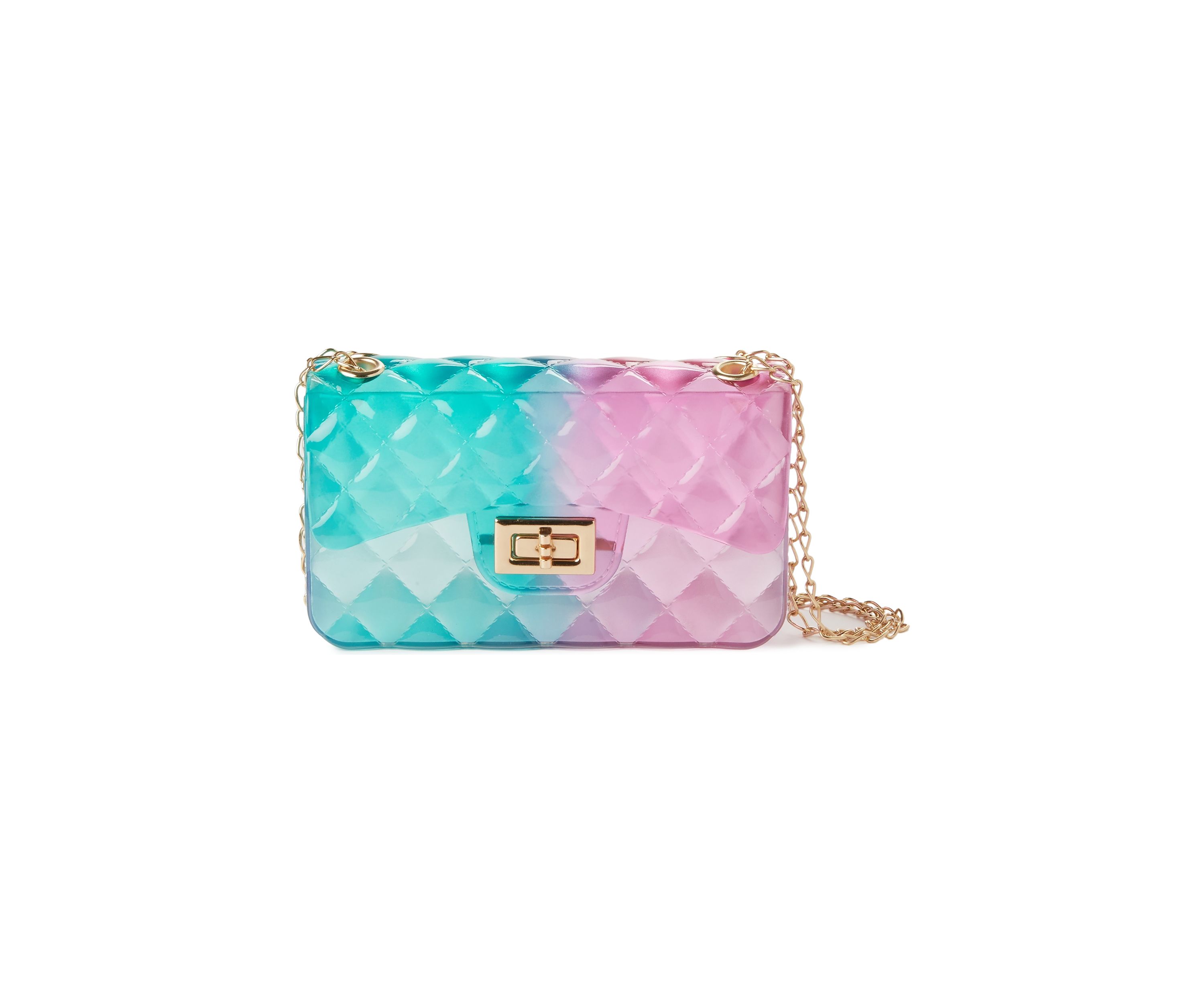Transparent Quilted Texture Jelly Bag with Chain