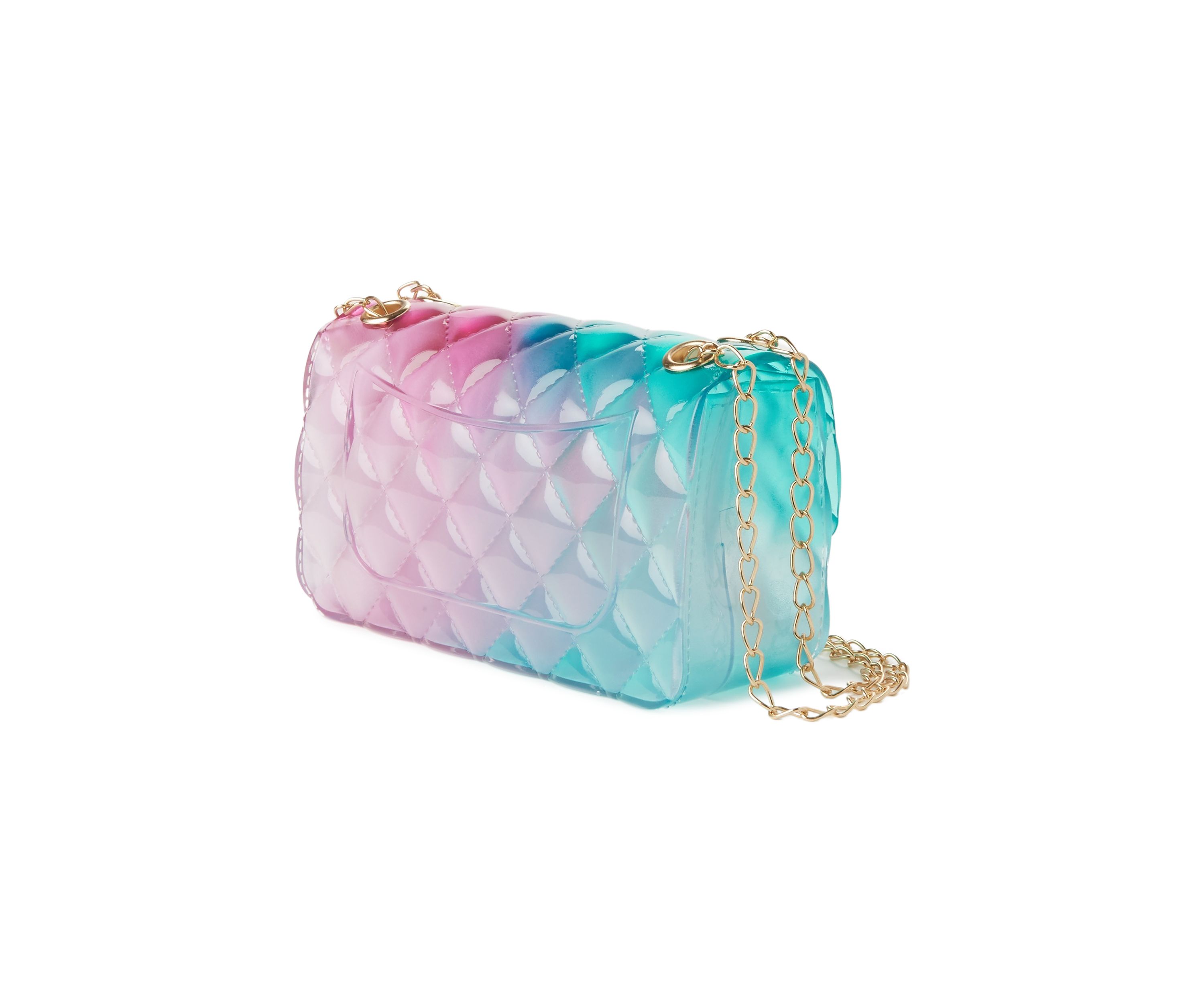 Transparent Quilted Texture Jelly Bag with Chain