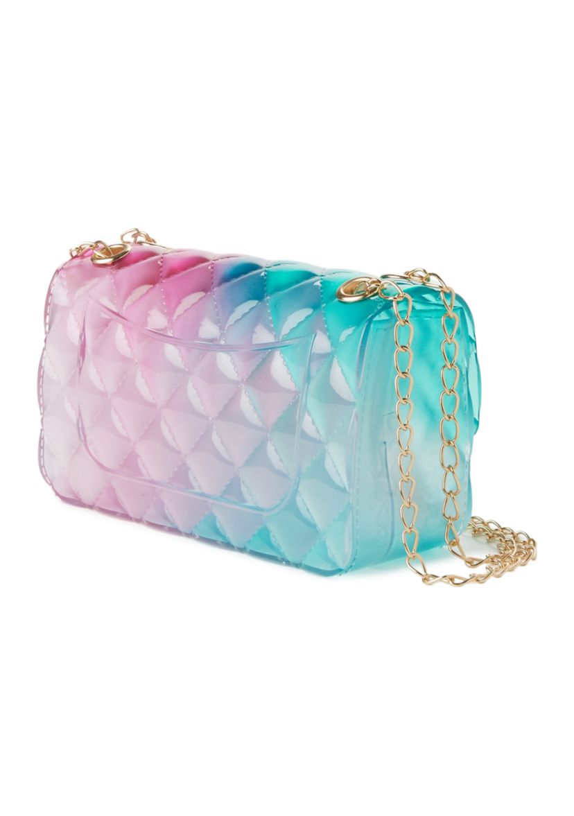 Transparent Quilted Texture Jelly Bag with Chain