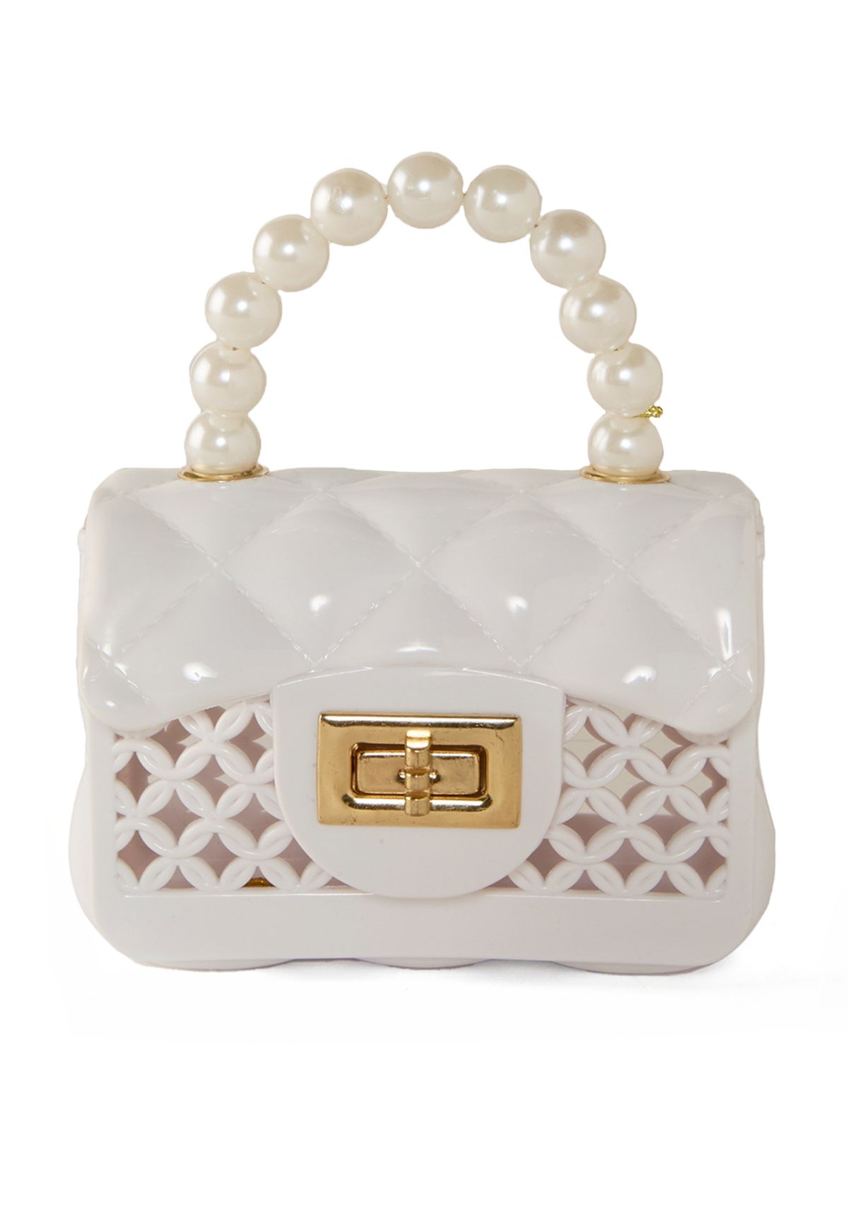 Girls Pearl Handle Purse with Cut Outs