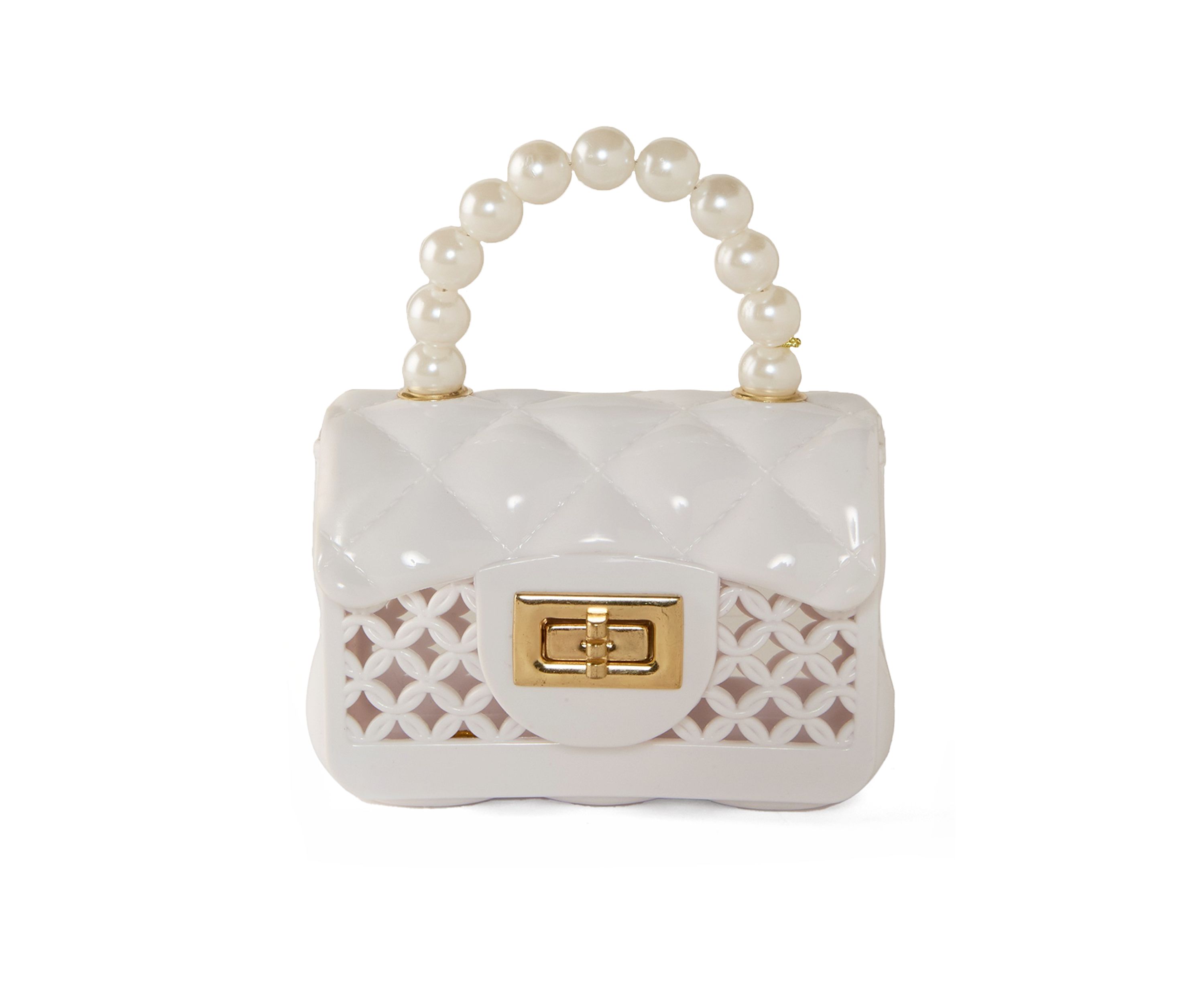 Girls Pearl Handle Purse with Cut Outs