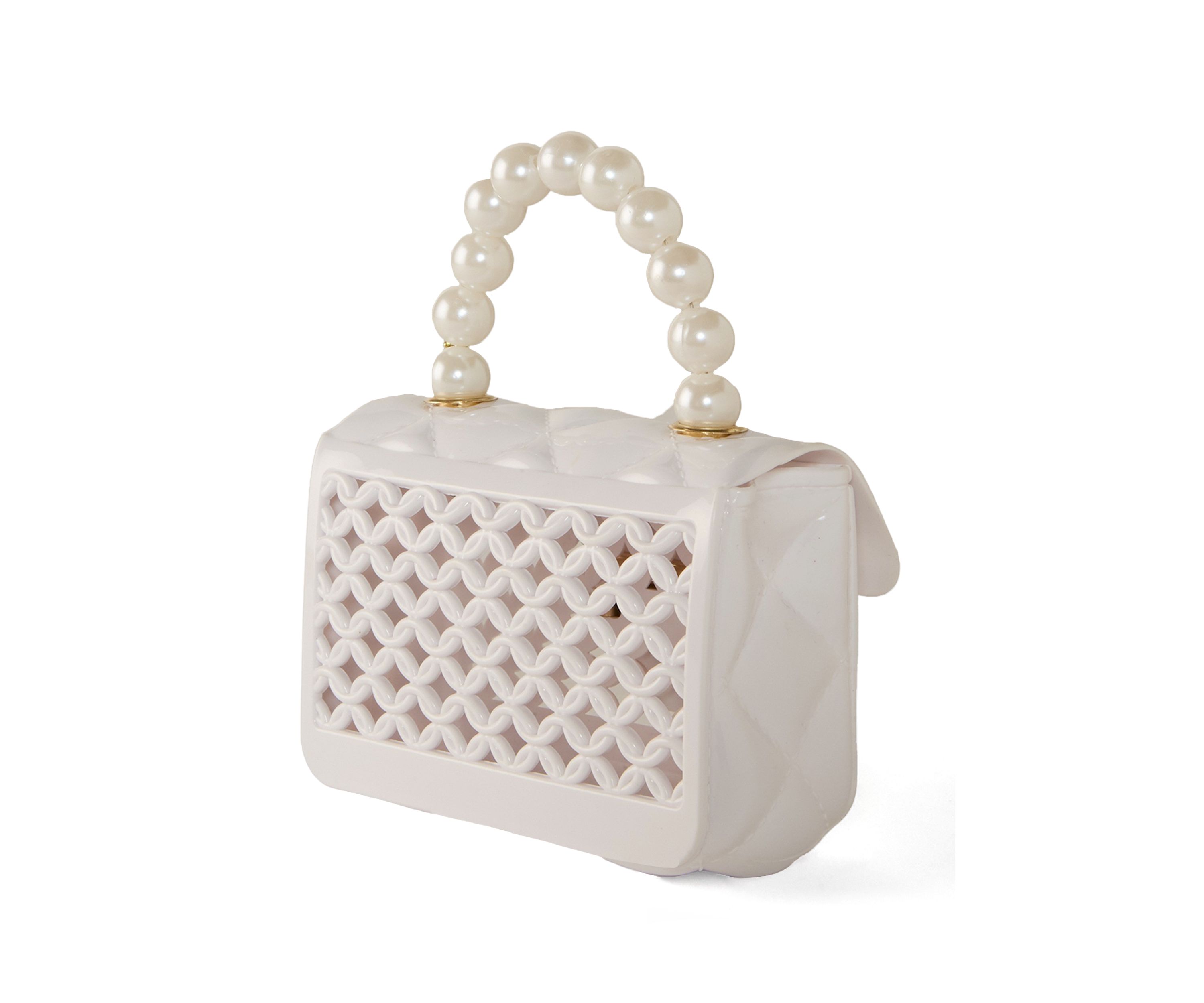 Girls Pearl Handle Purse with Cut Outs