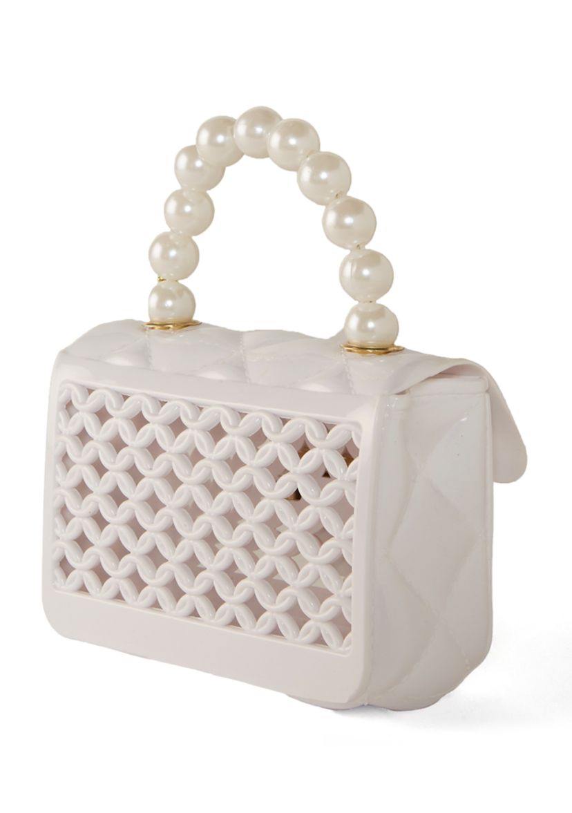 Girls Pearl Handle Purse with Cut Outs