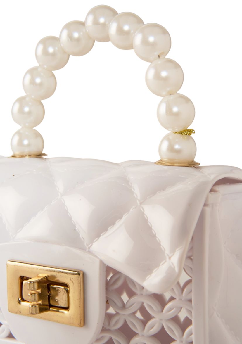 Girls Pearl Handle Purse with Cut Outs