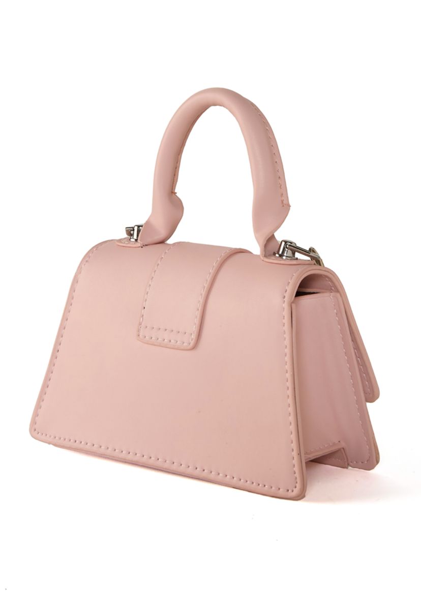 Girls Solid Pink Purse with Handle