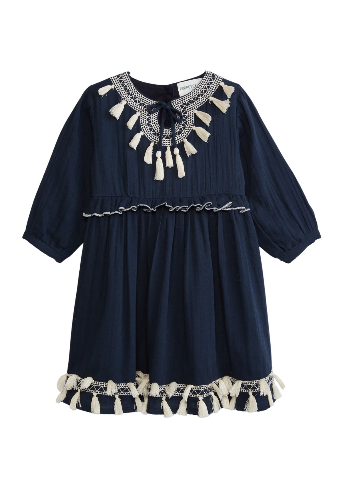 Girls 4-16 Embroidered Keyhole Neck Dress