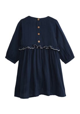 Girls 4-16 Embroidered Keyhole Neck Dress