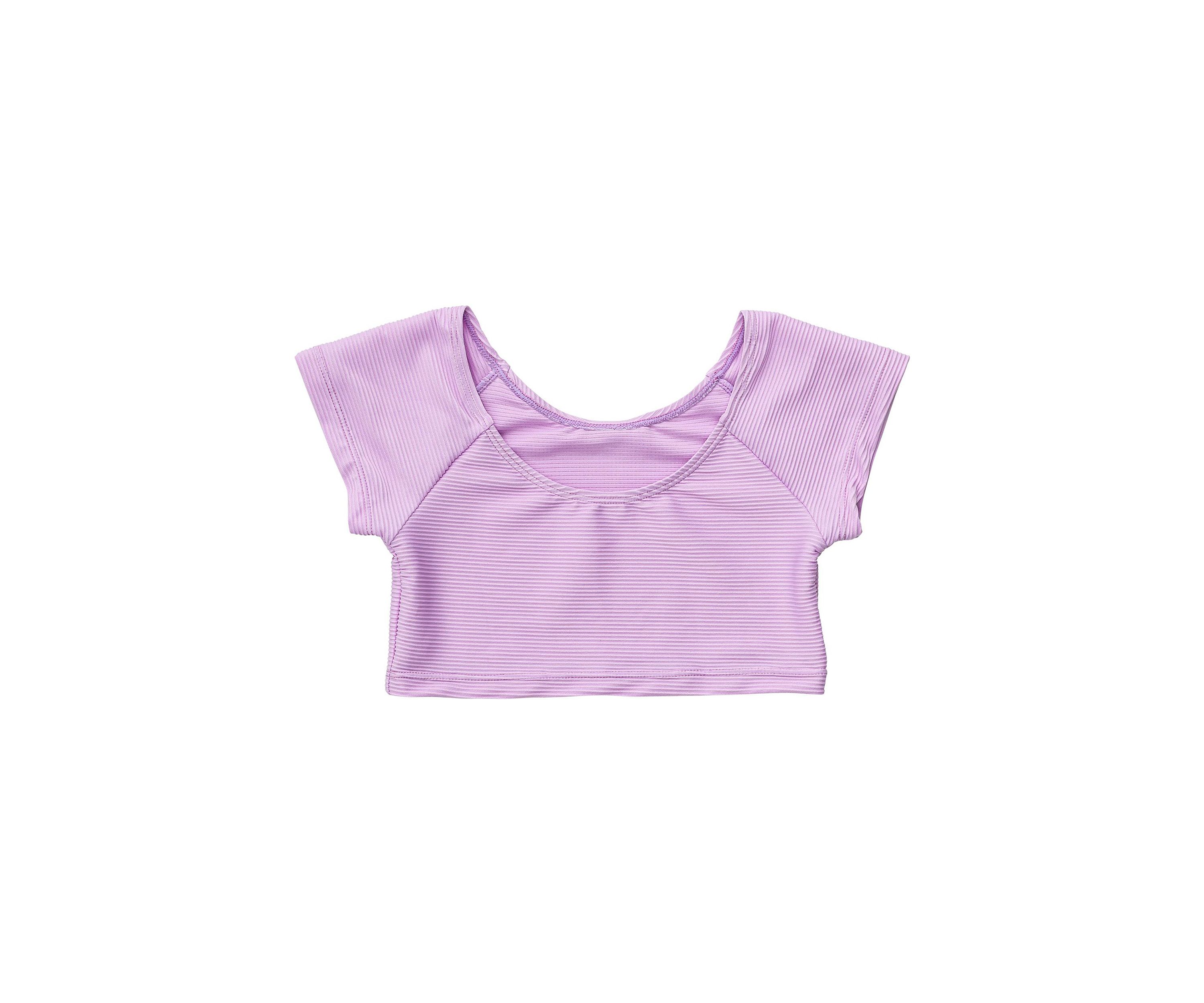 Girls 7-16 Rib Crop Short Sleeve Rash Top