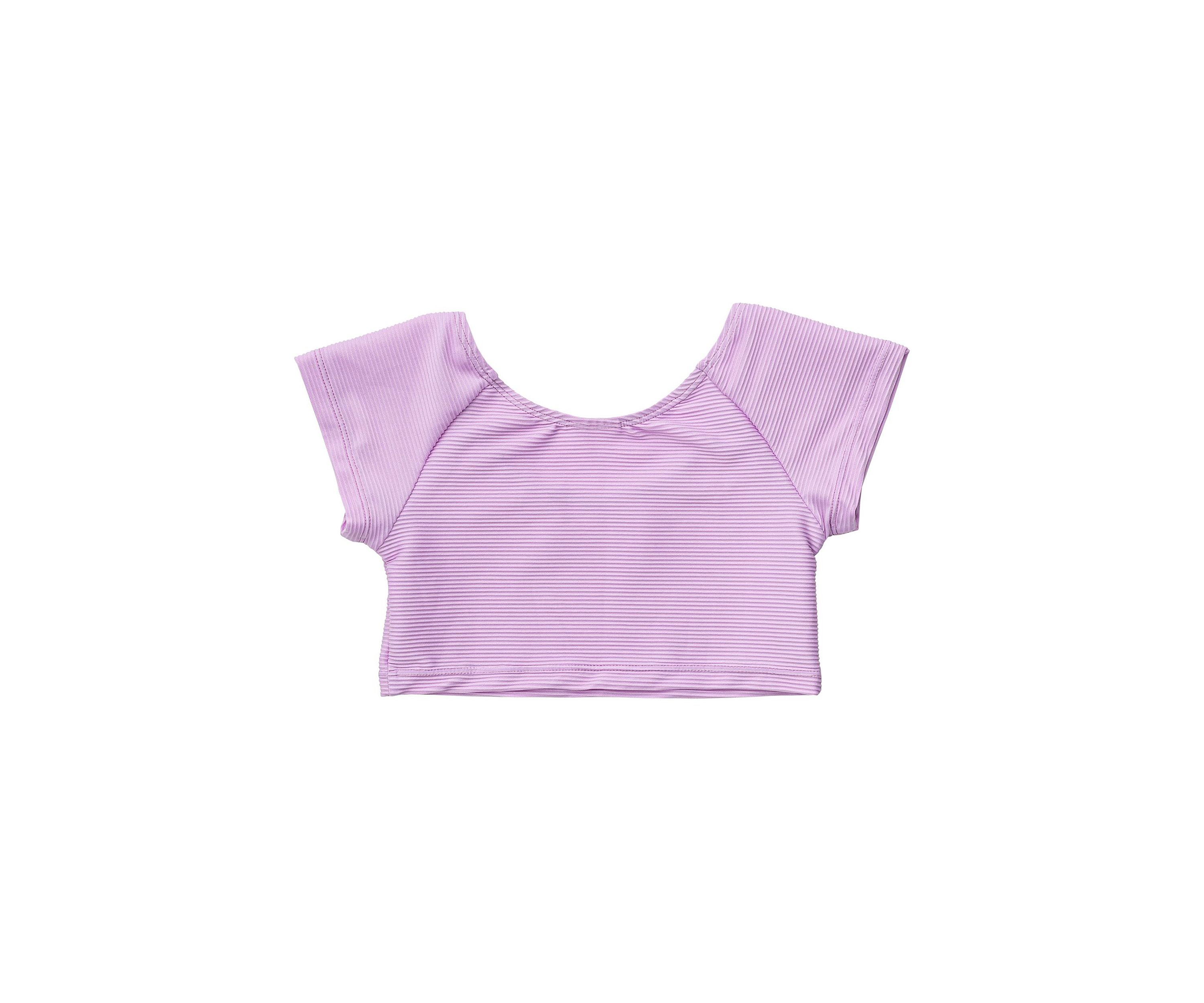 Girls 7-16 Rib Crop Short Sleeve Rash Top