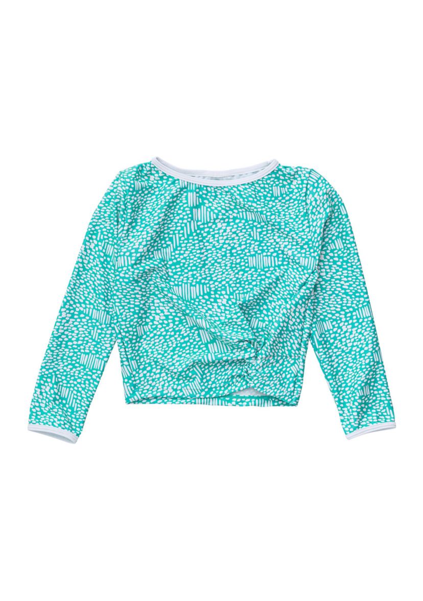 Girls 7-16 Spearmint Spot Long Sleeve Wrap Crop Top