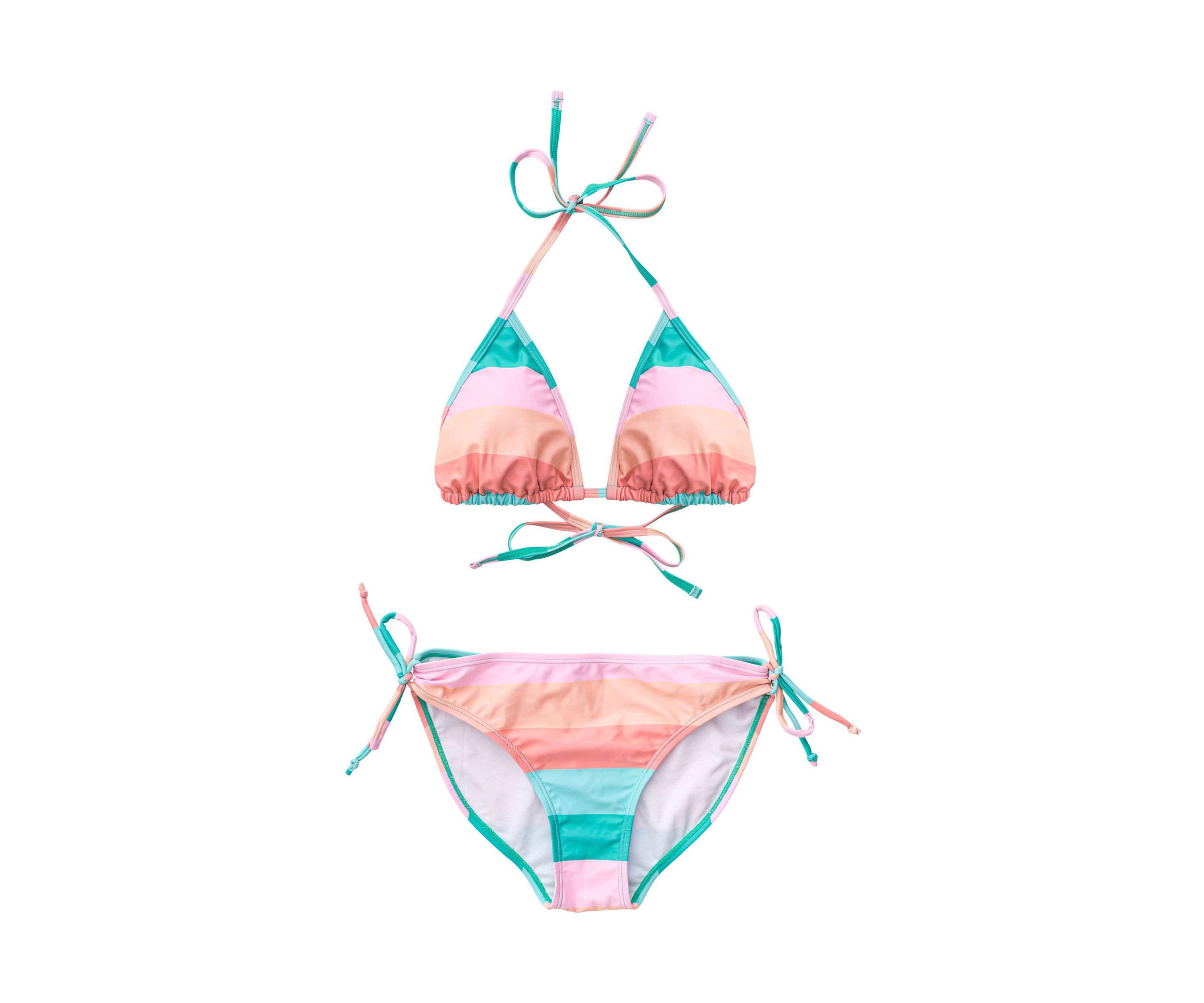Girls 7-16 Sunset Stripe Triangle Bikini