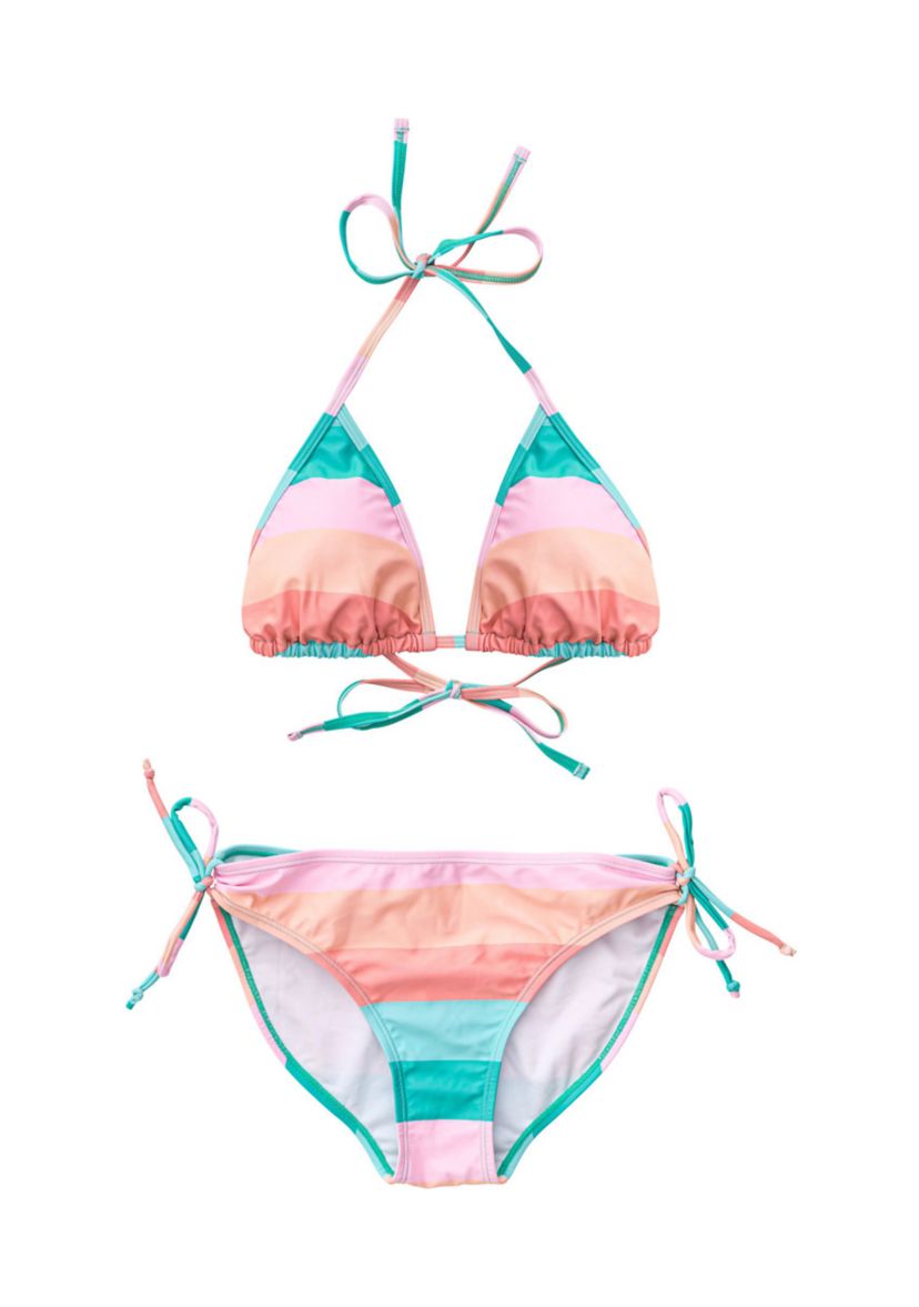 Girls 7-16 Sunset Stripe Triangle Bikini