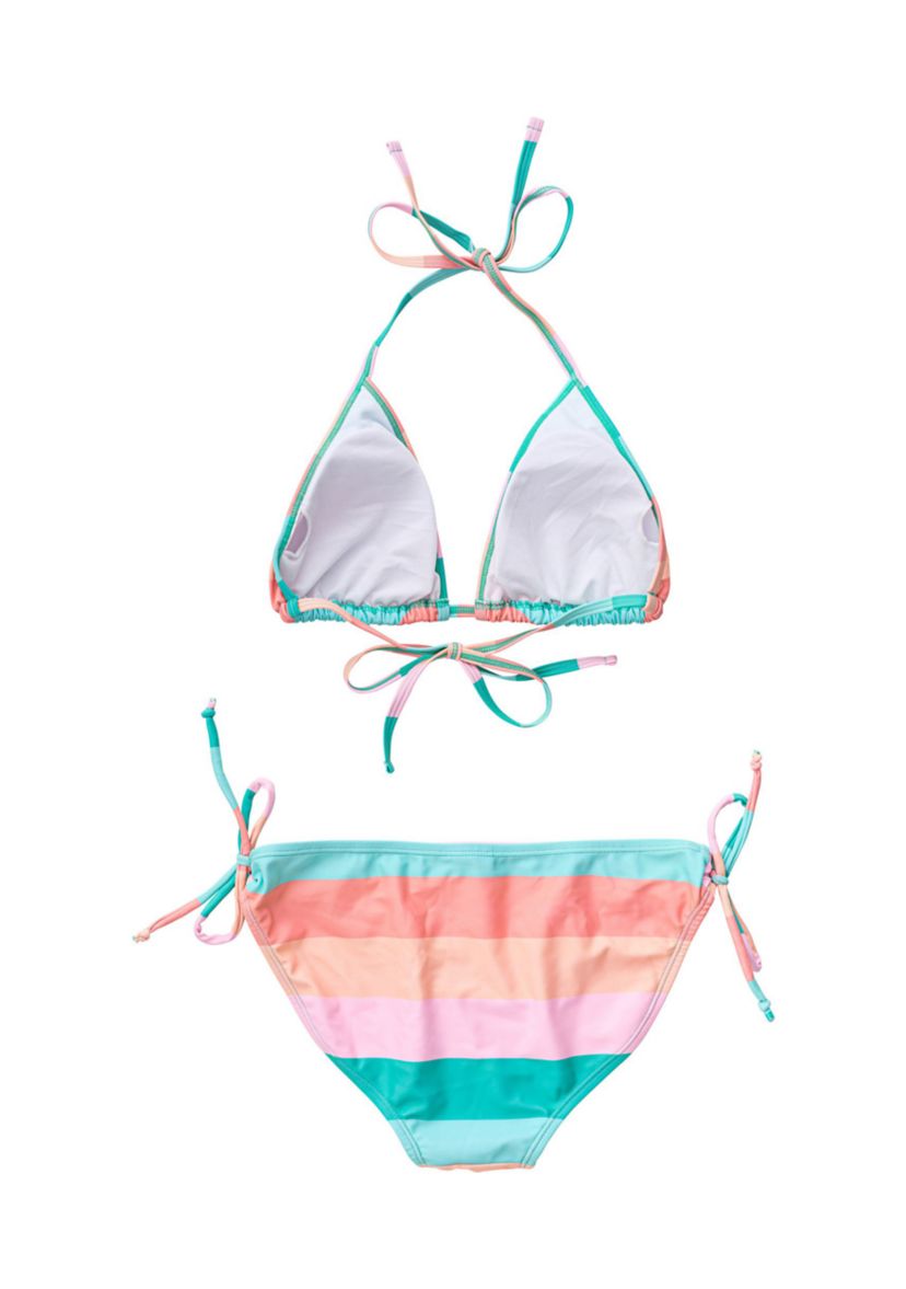 Girls 7-16 Sunset Stripe Triangle Bikini