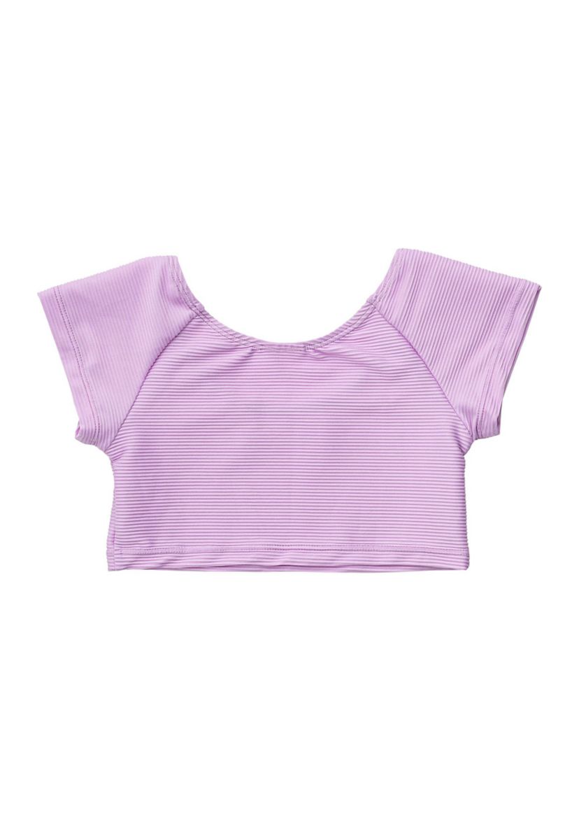 Girls 4-6 Rib Crop Short Sleeve Rash Top