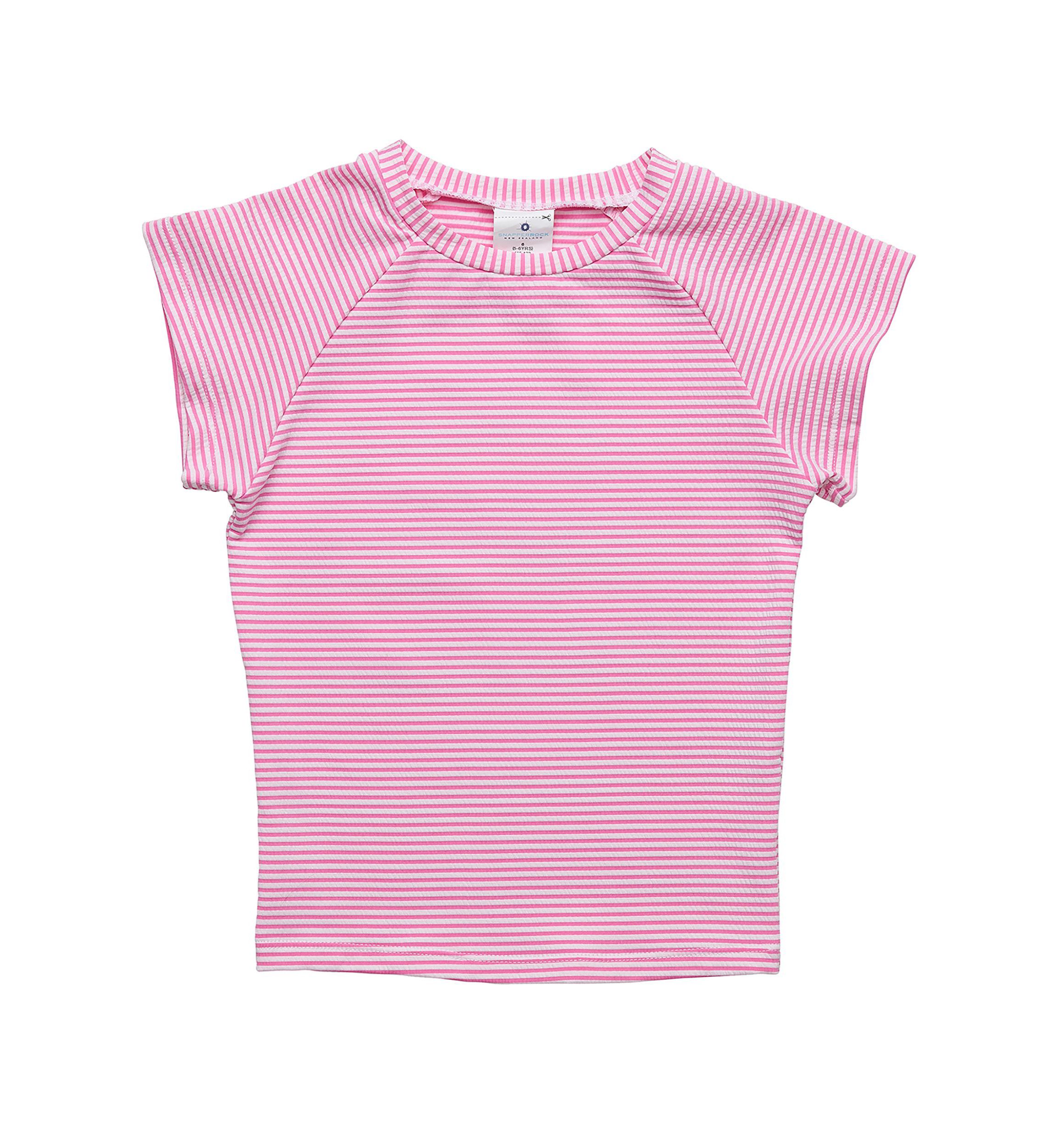 Raspberry Stripe  SS Rash Top
