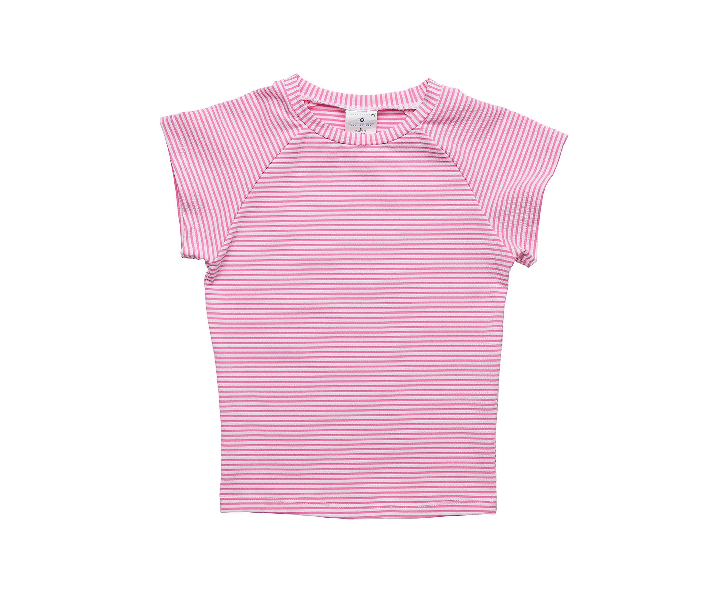 Raspberry Stripe  SS Rash Top