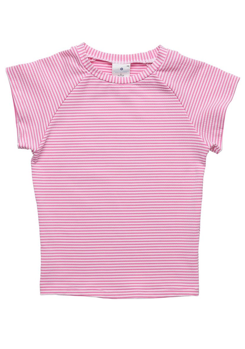Raspberry Stripe  SS Rash Top