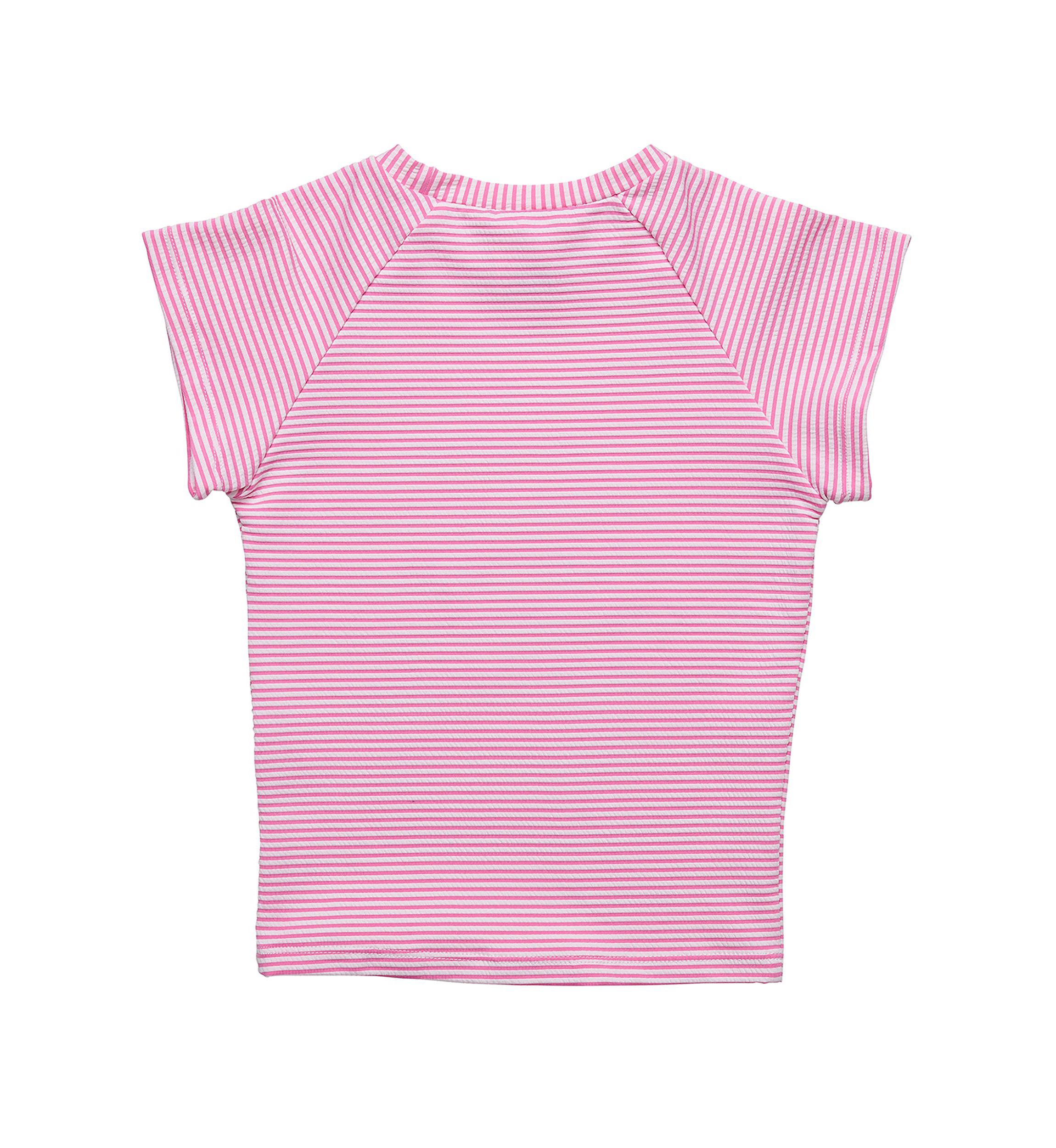 Raspberry Stripe  SS Rash Top