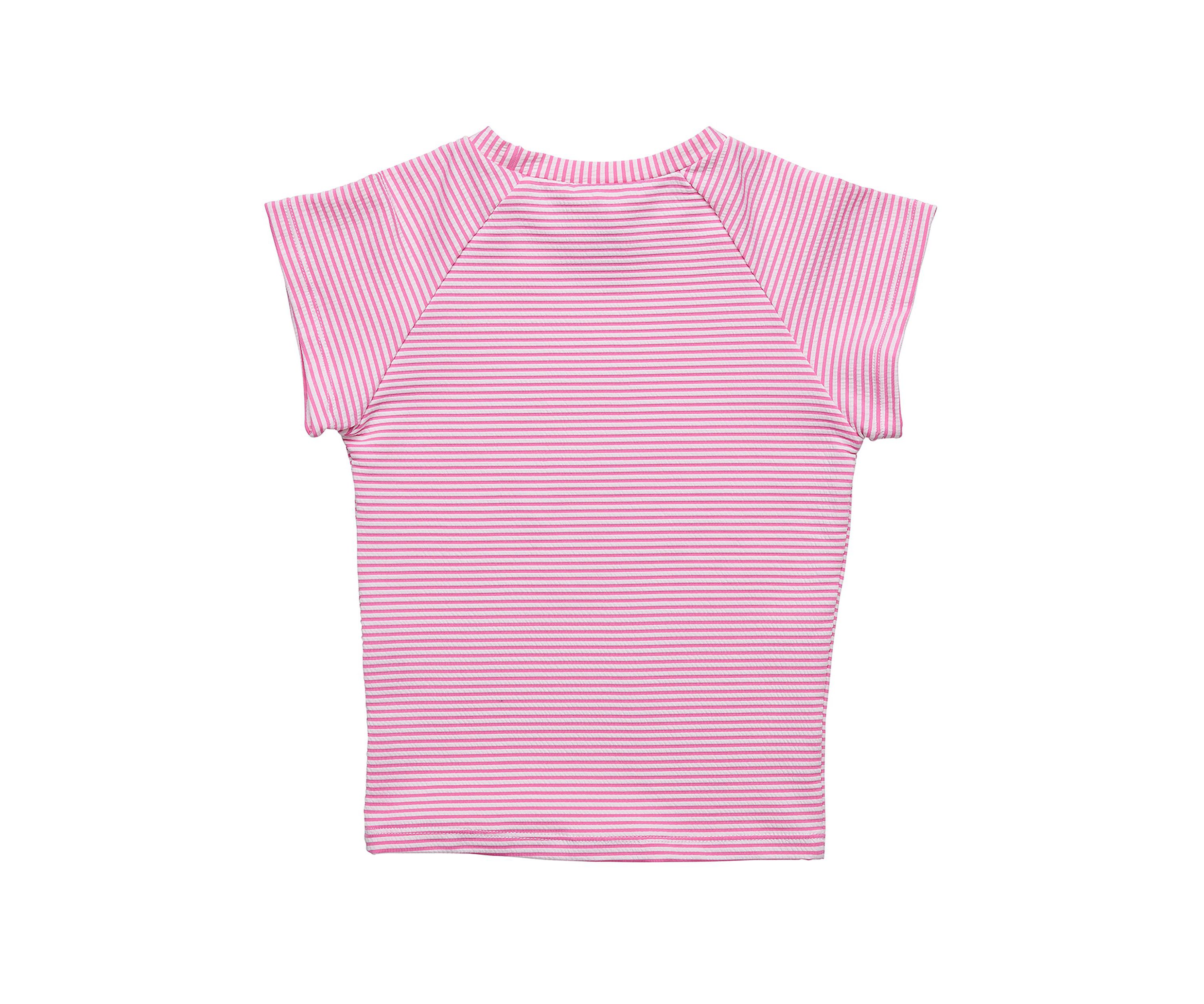 Raspberry Stripe  SS Rash Top