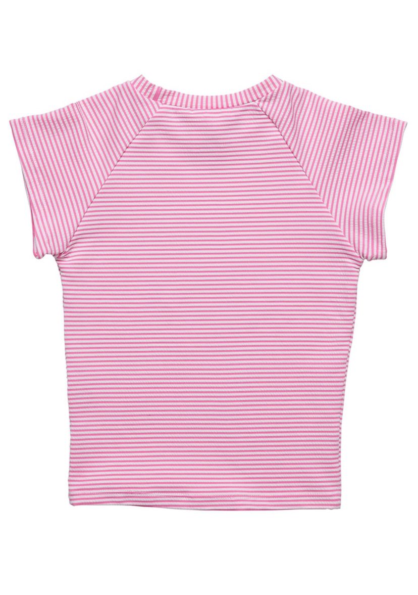 Raspberry Stripe  SS Rash Top