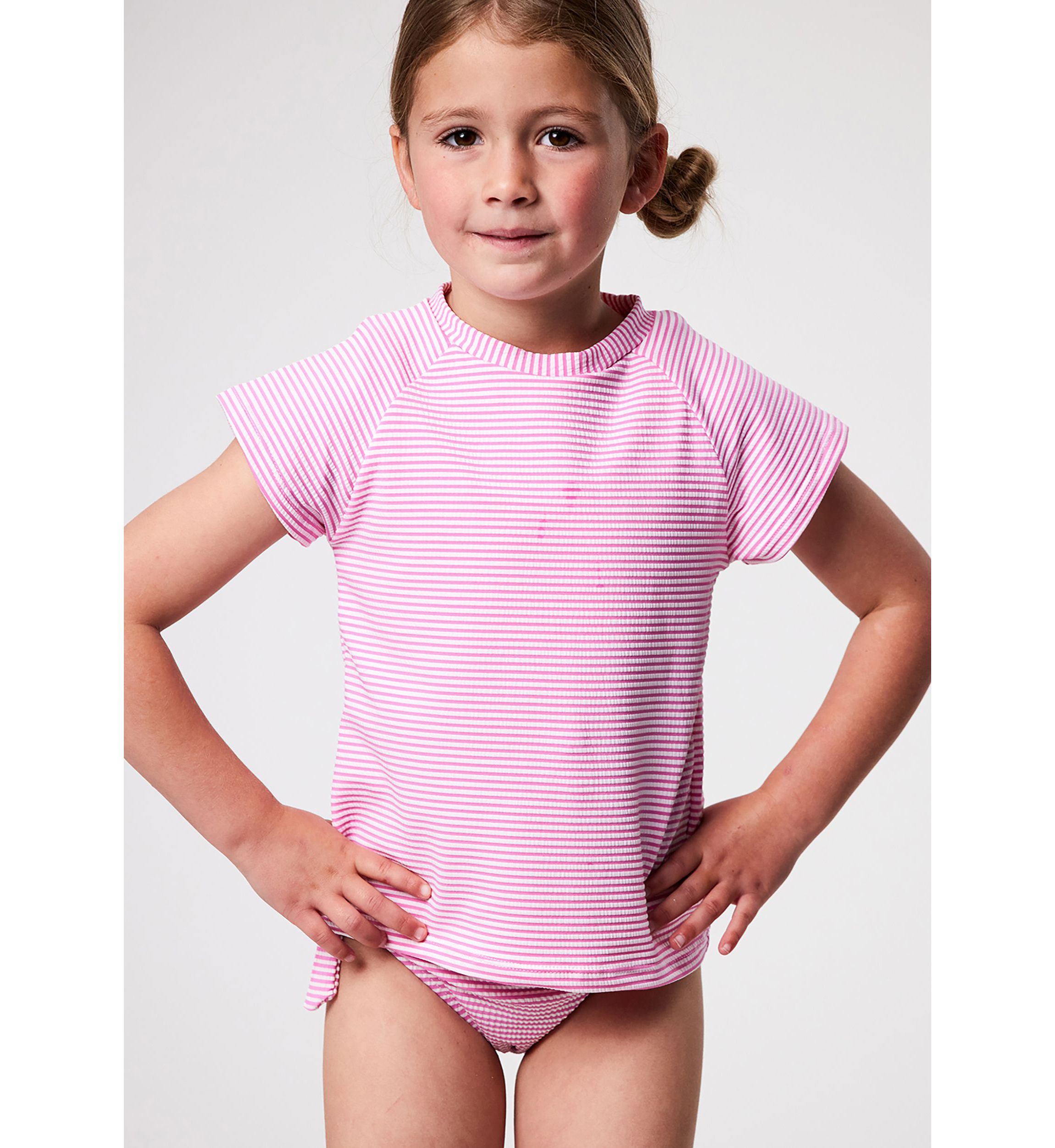 Raspberry Stripe  SS Rash Top