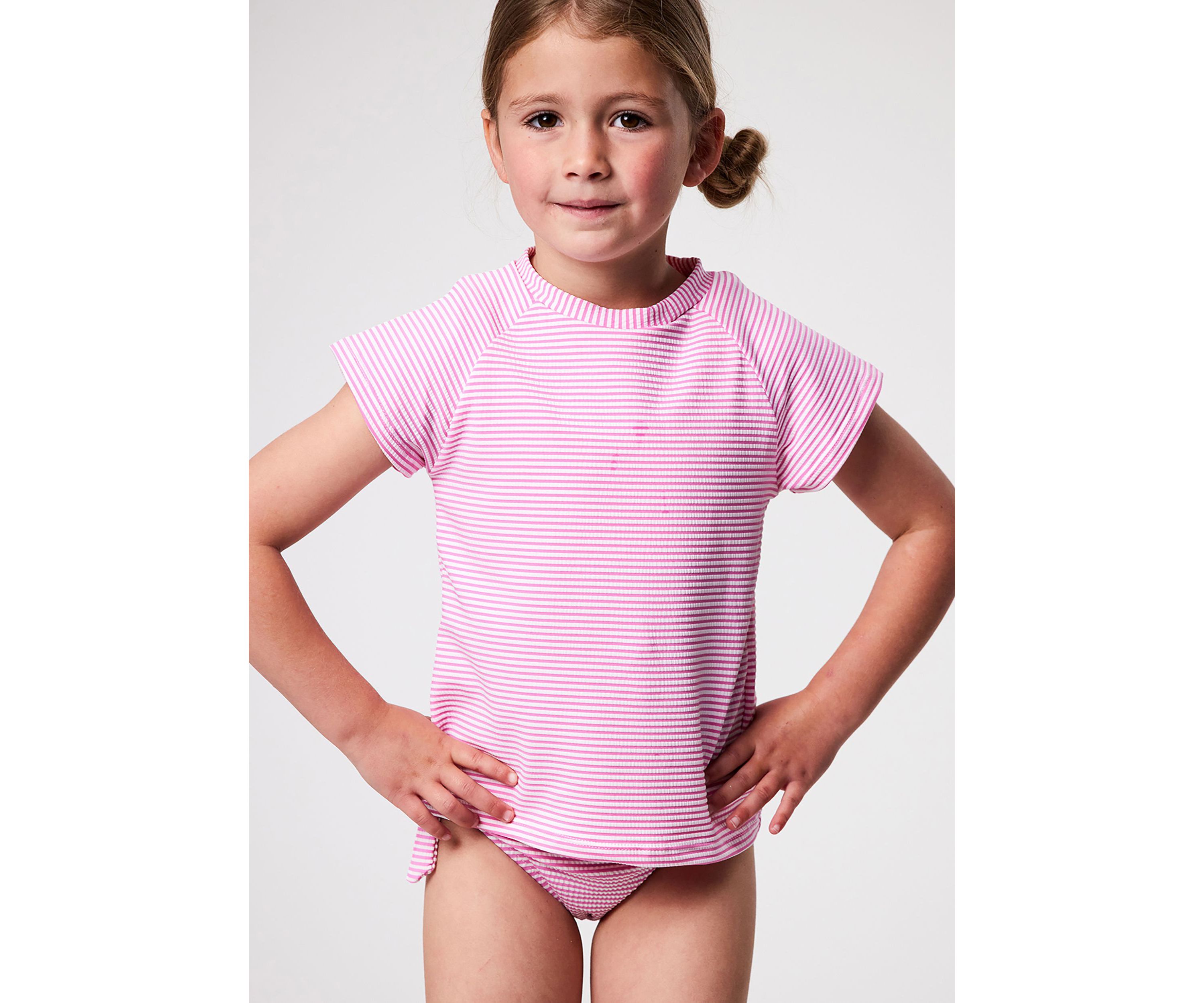 Raspberry Stripe  SS Rash Top