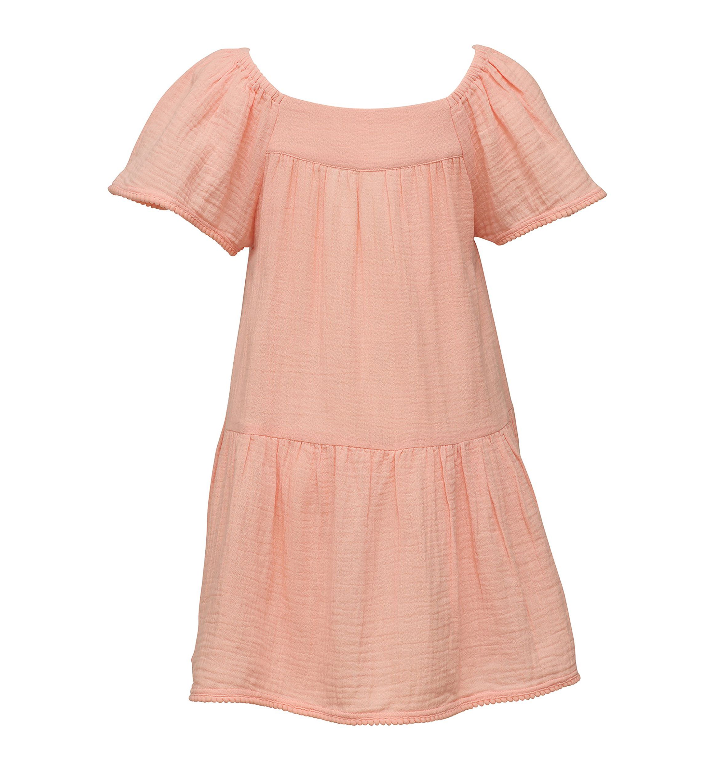 Peach Flutter Sleeve Beach Dress