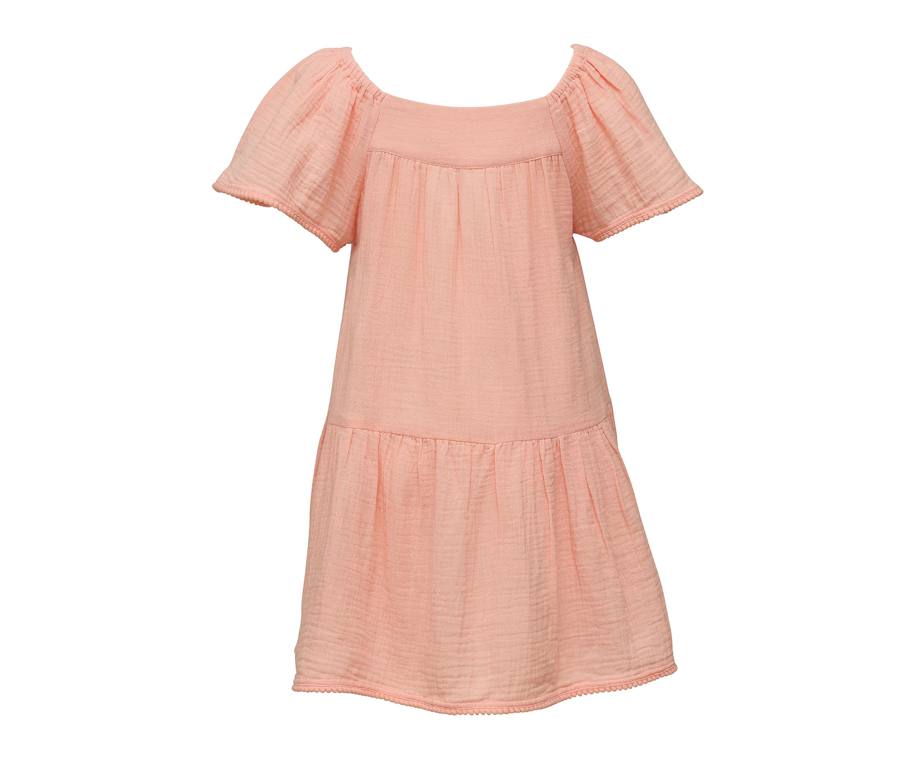 Peach Flutter Sleeve Beach Dress