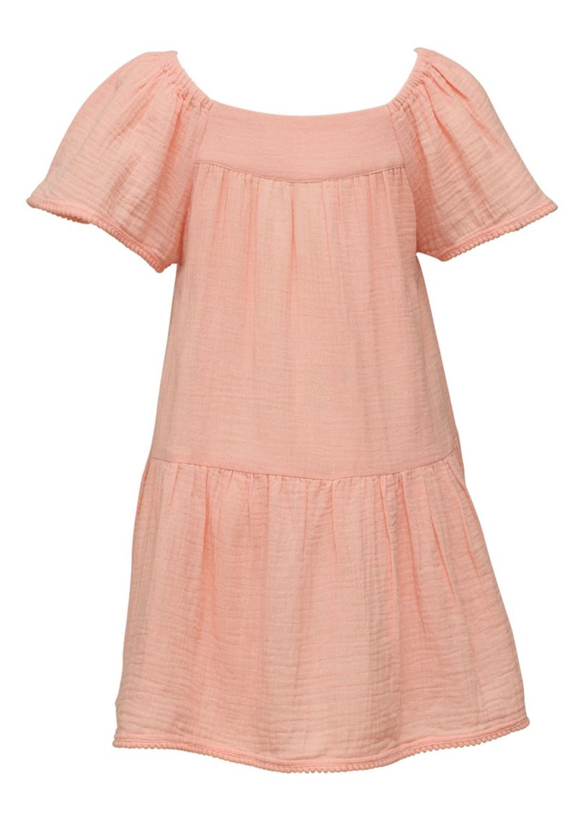 Peach Flutter Sleeve Beach Dress