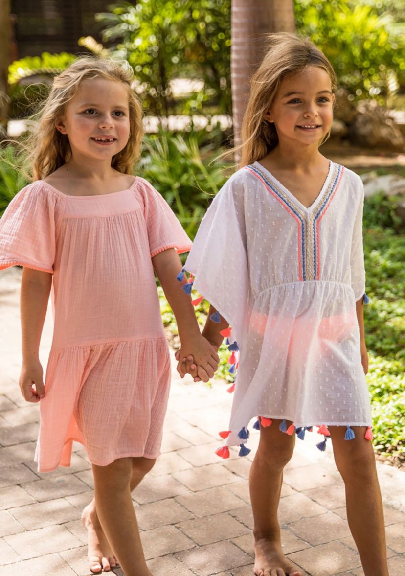 Peach Flutter Sleeve Beach Dress