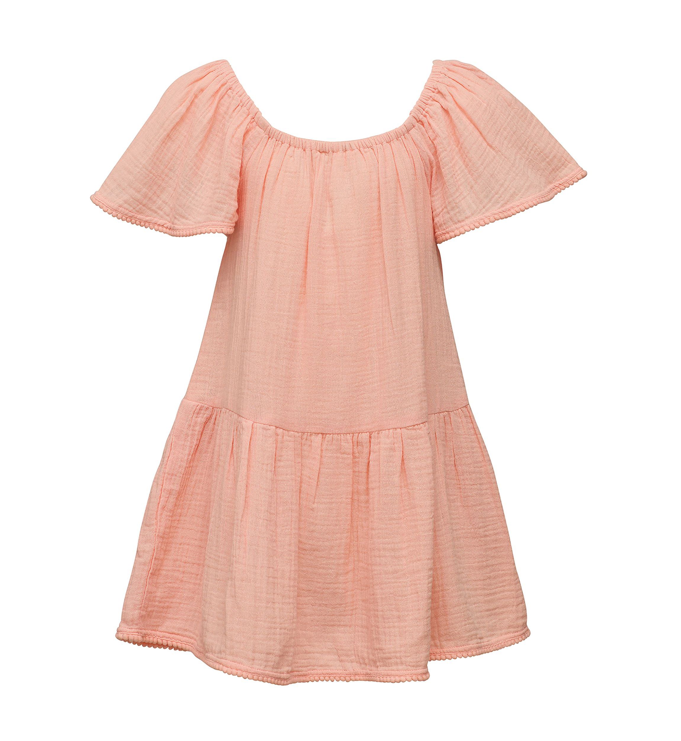 Peach Flutter Sleeve Beach Dress