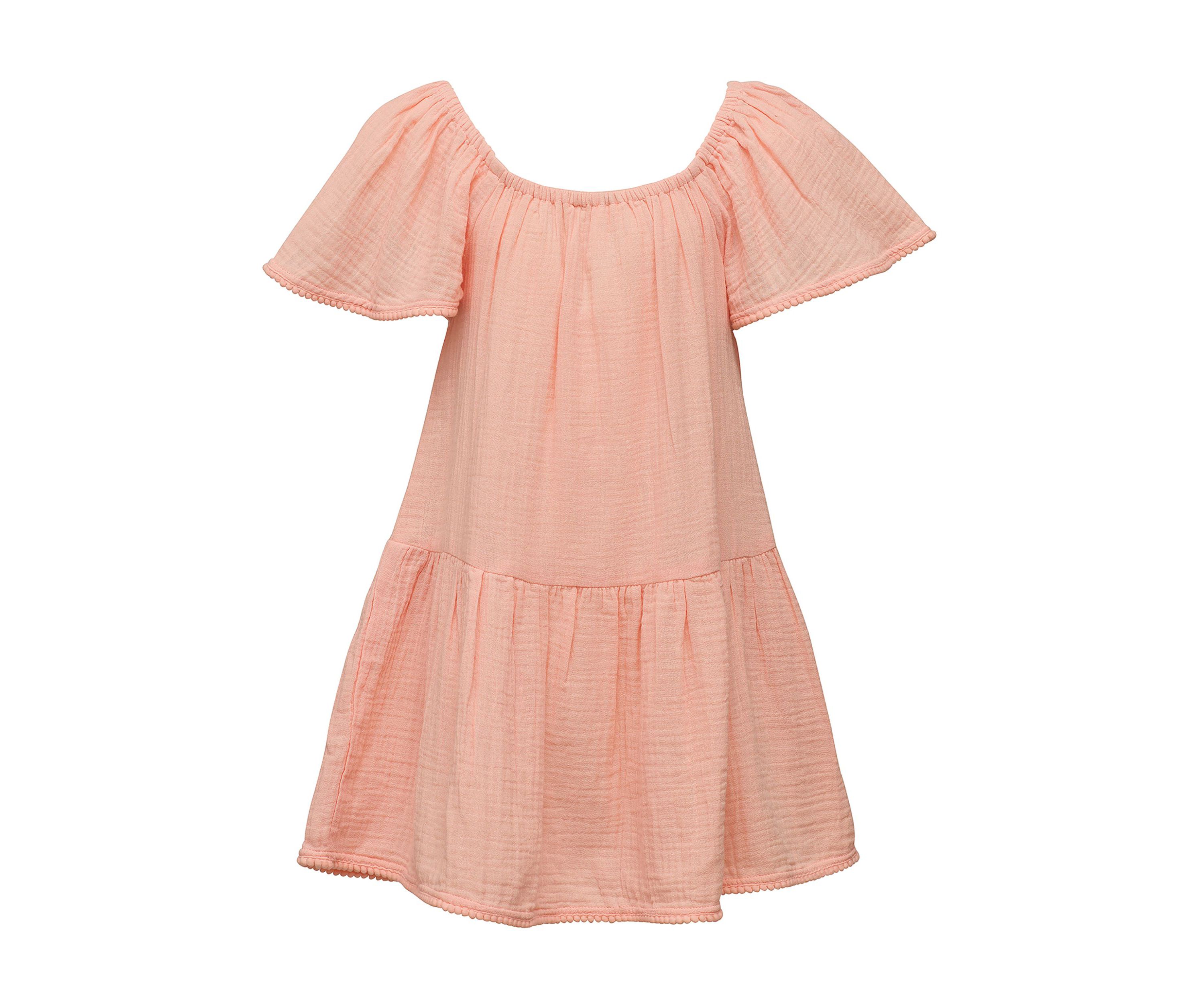 Peach Flutter Sleeve Beach Dress