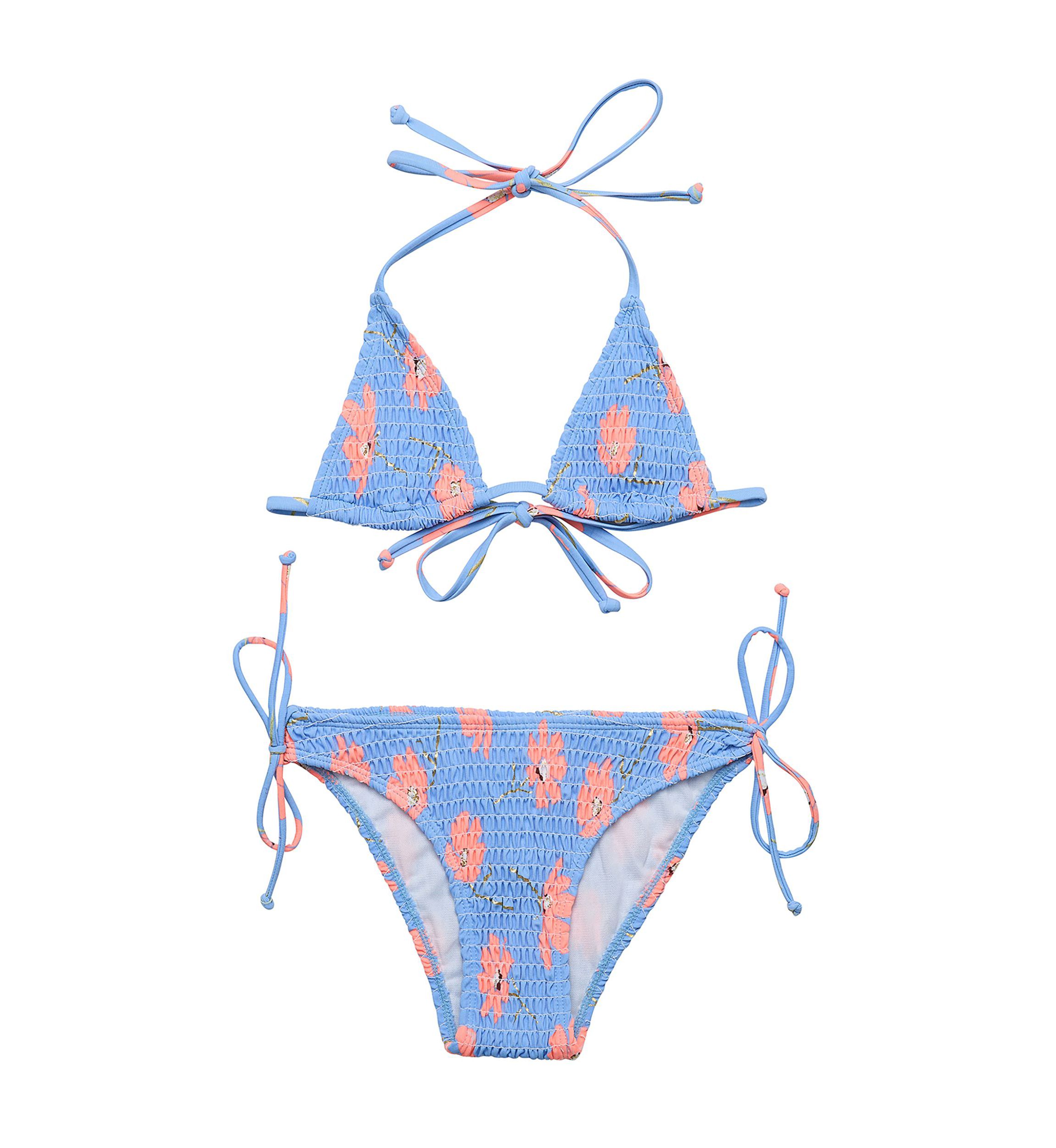 Beach Bloom Shirred Triangle Bikini