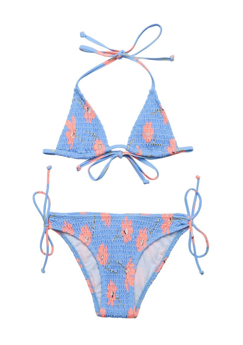 Beach Bloom Shirred Triangle Bikini